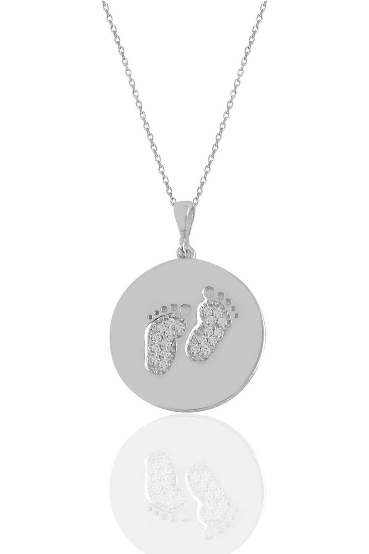 Gümüş rodyumlu  zirkon taşlı ilk adım kolye