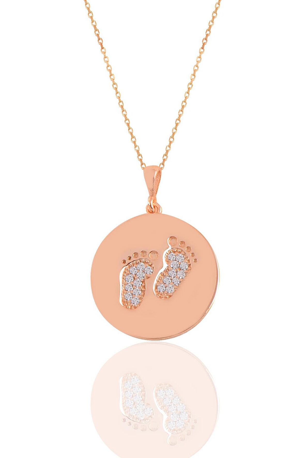 Gümüş rose zirkon taşlı ilk adım kolye