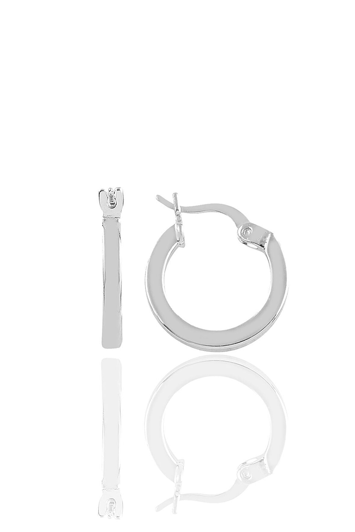 Gümüş rodyumlu balta kilit 17 mm halka küpe