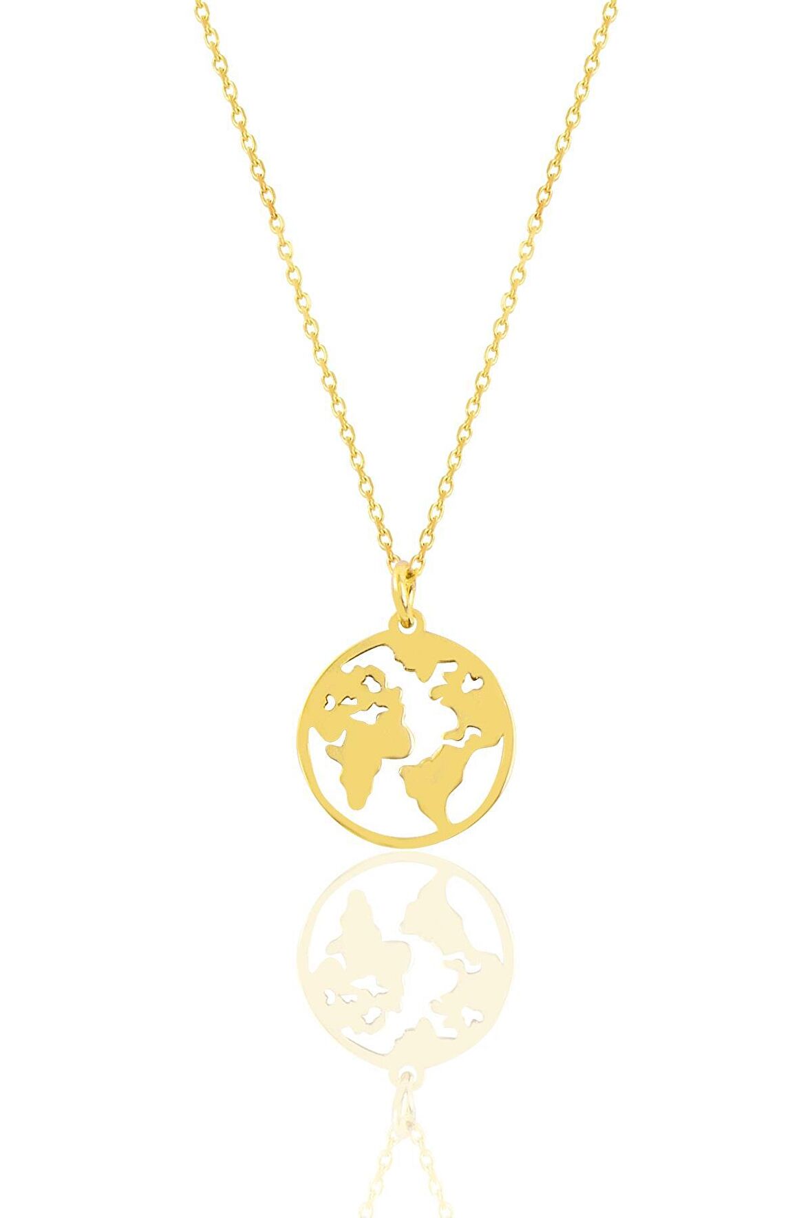 Gümüş altın yaldızlı dünya haritası kolye