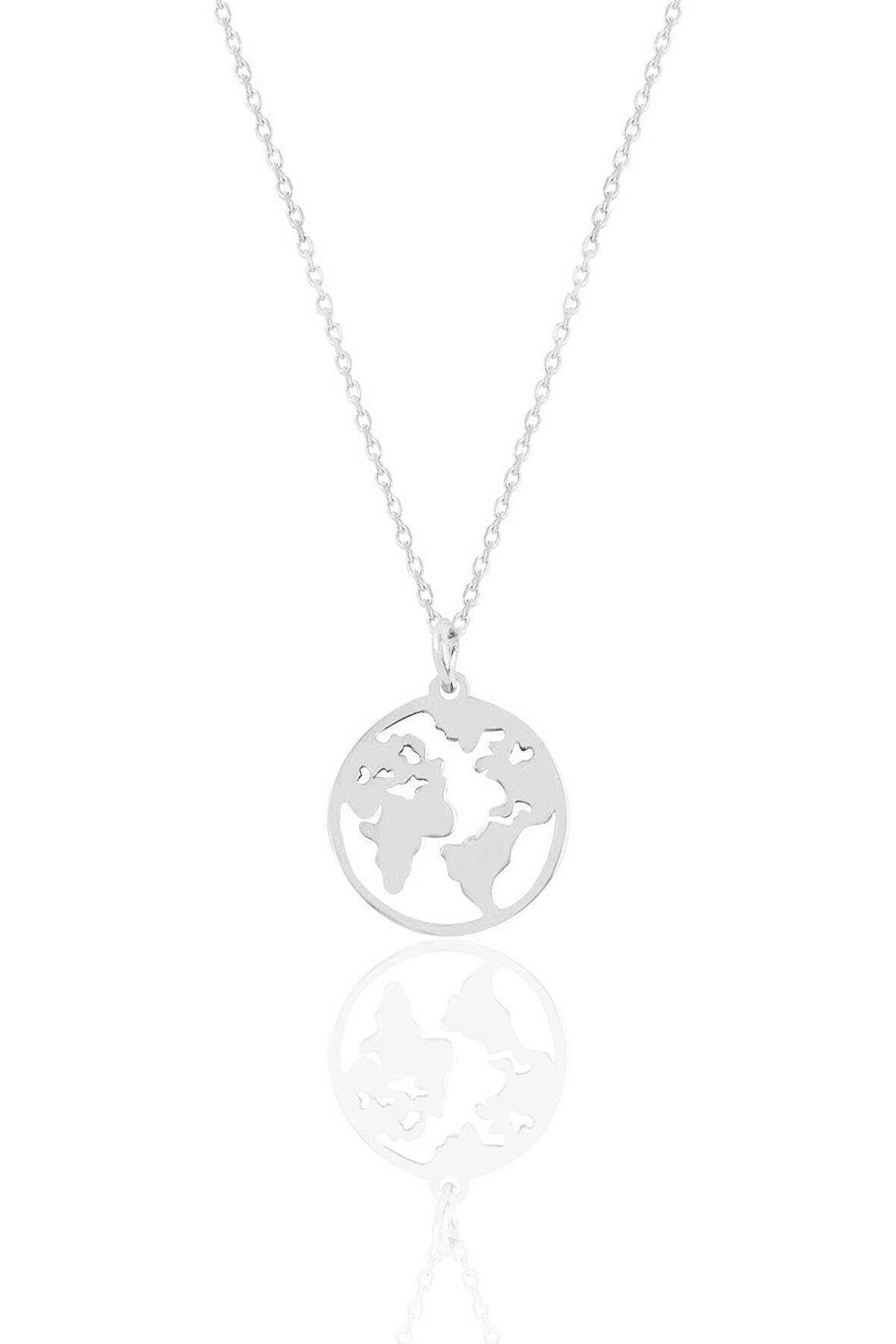 Gümüş rodyumlu dünya haritası kolye SGTL11329RODAJ