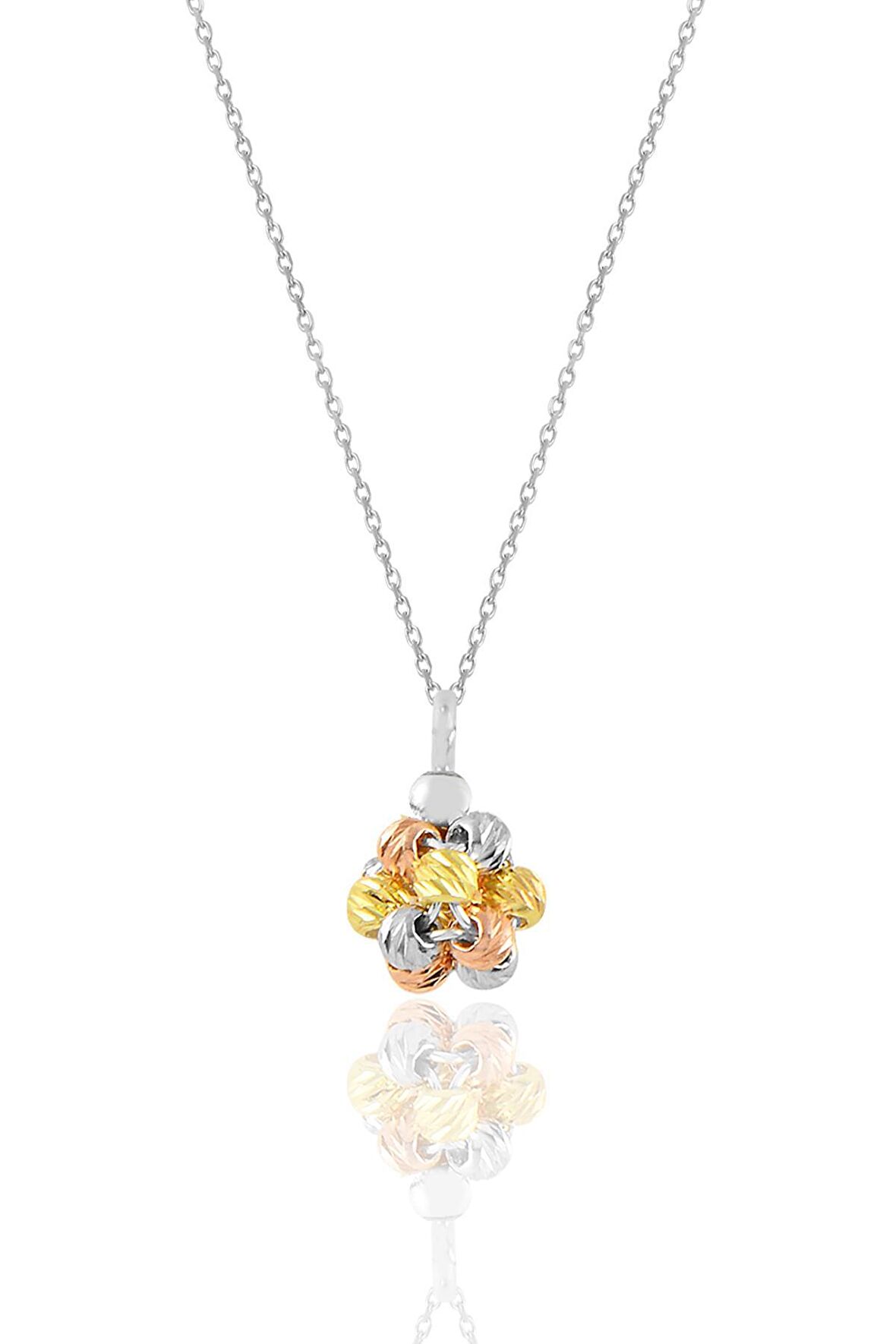 Gümüş altın yaldızlı, rodaj ve rose renkli dorissa dorica top kolye