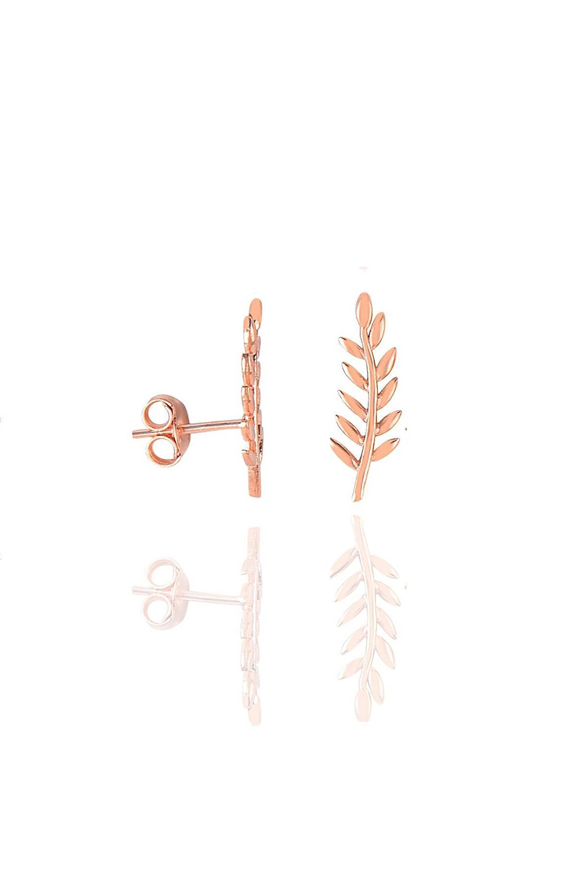 Gümüş rose  yaprak modeli küpe