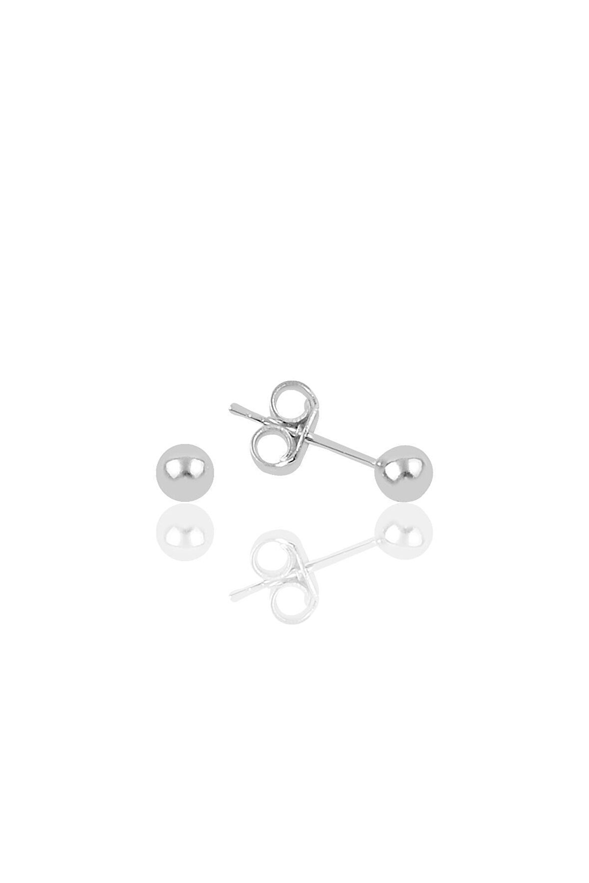Gümüş 4 mm gümüş top küpe