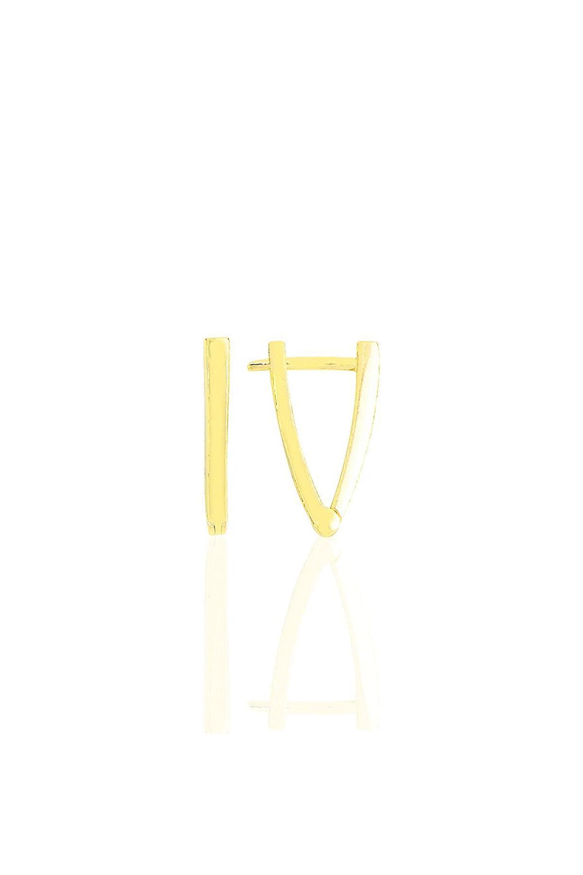 Gümüş altın yaldızlı 16 mm özel tasarım üçgen küpe