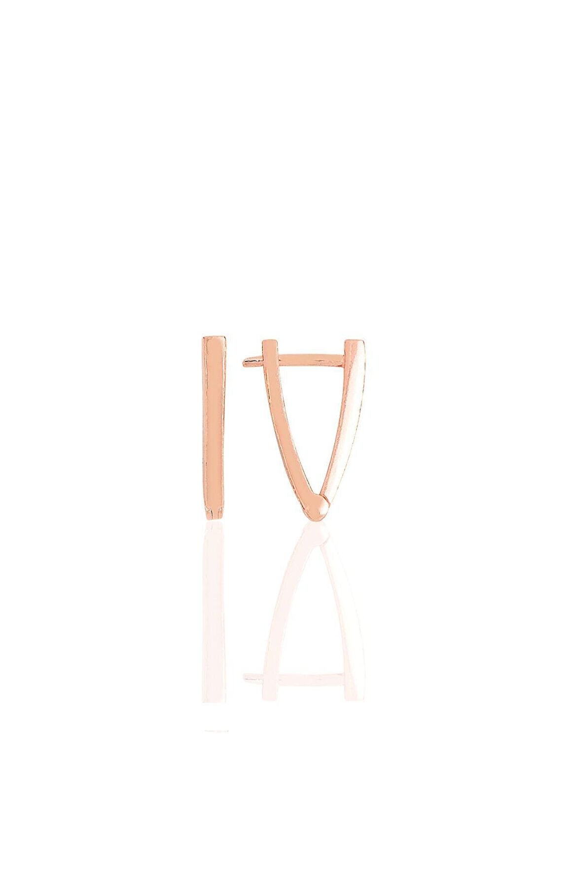 Gümüş rose 13 mm özel tasarım üçgen küpe