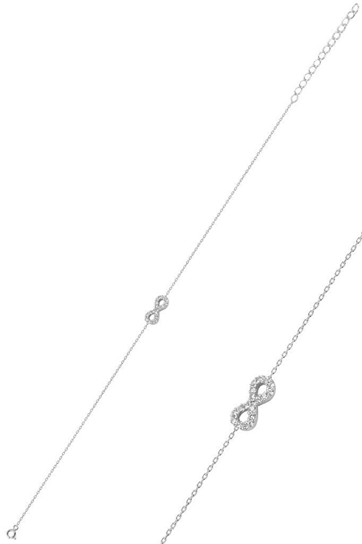 Gümüş rodyumlu zirkon taşlı sonsuzluk bileklik