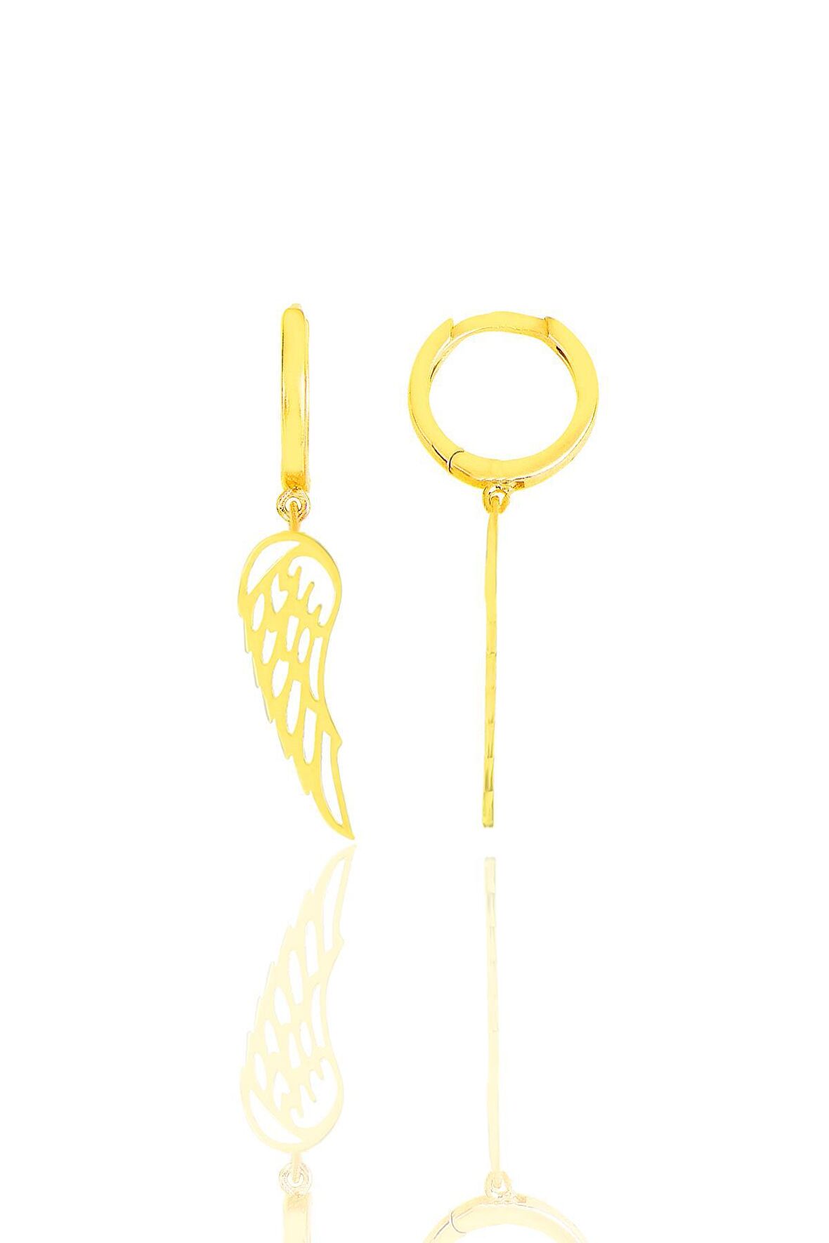 Gümüş altın yaldızlı  kanat küpe