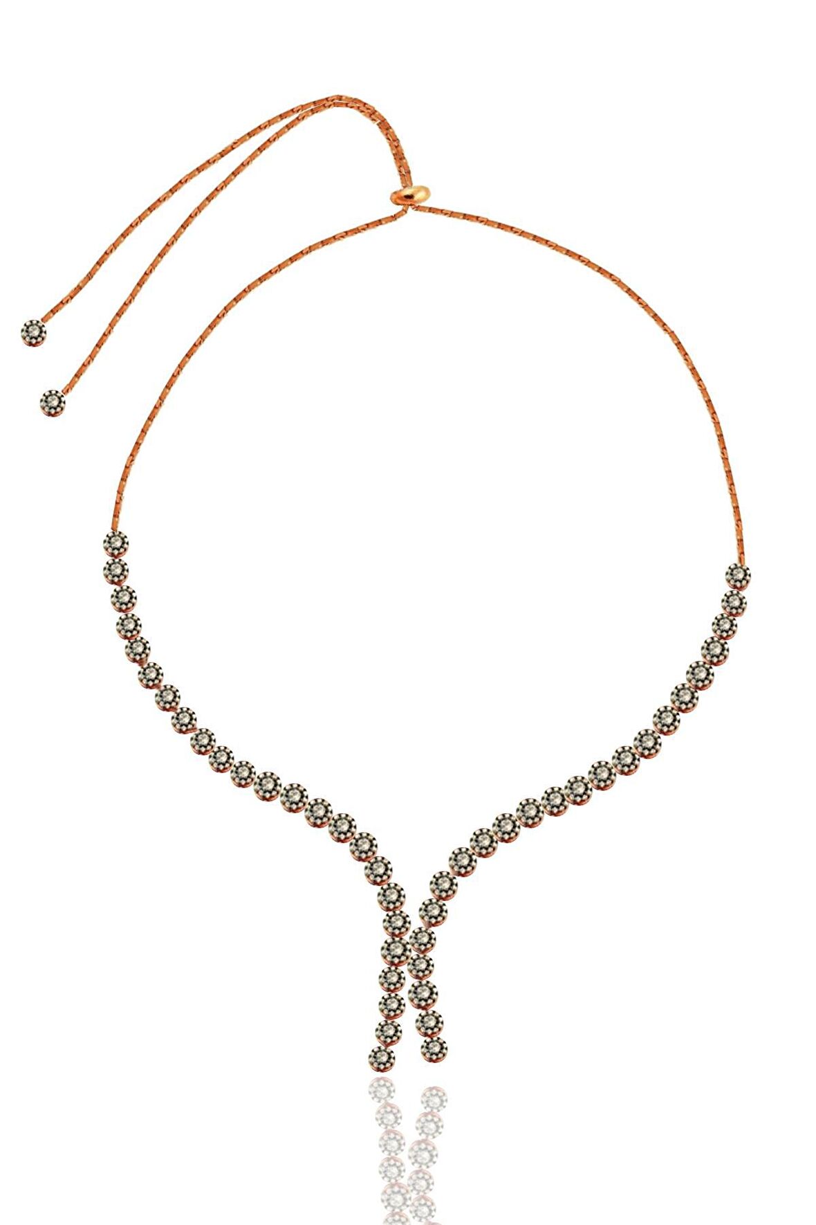 Gümüş rose elmas montürlü zirkon taşlı asansörlü kolye