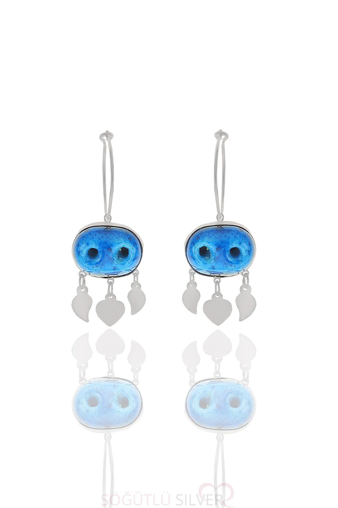 Gümüş süryani nazar boncuğu küpe