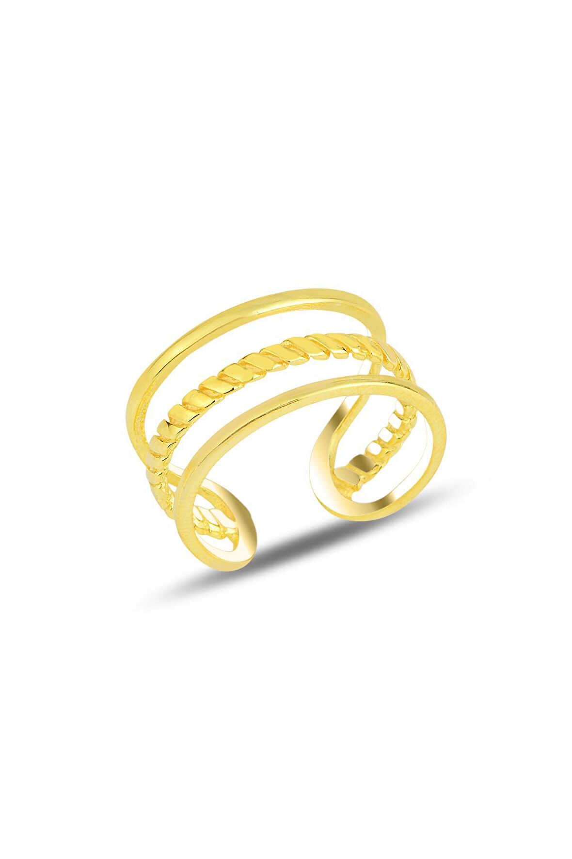 Gümüş altın yaldızlı ayarlamalı eklem yüzük