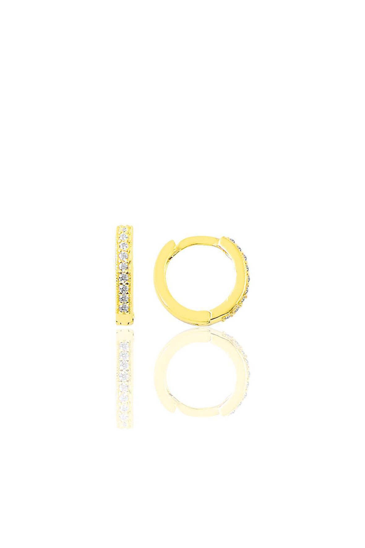 Gümüş altın yaldızlı zirkon taşlı 10 mm halka küpe Tragus Piercing Helix Kıkırdak Küpesi
