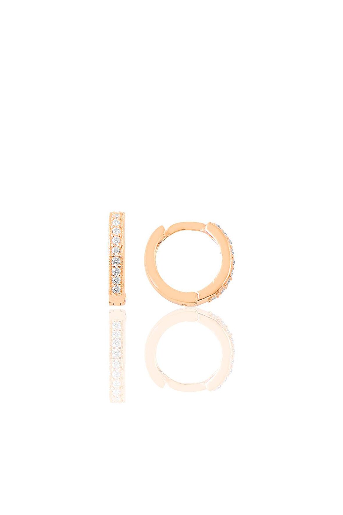 Gümüş rose zirkon taşlı 10 mm halka küpe Tragus Piercing Helix Kıkırdak Küpesi