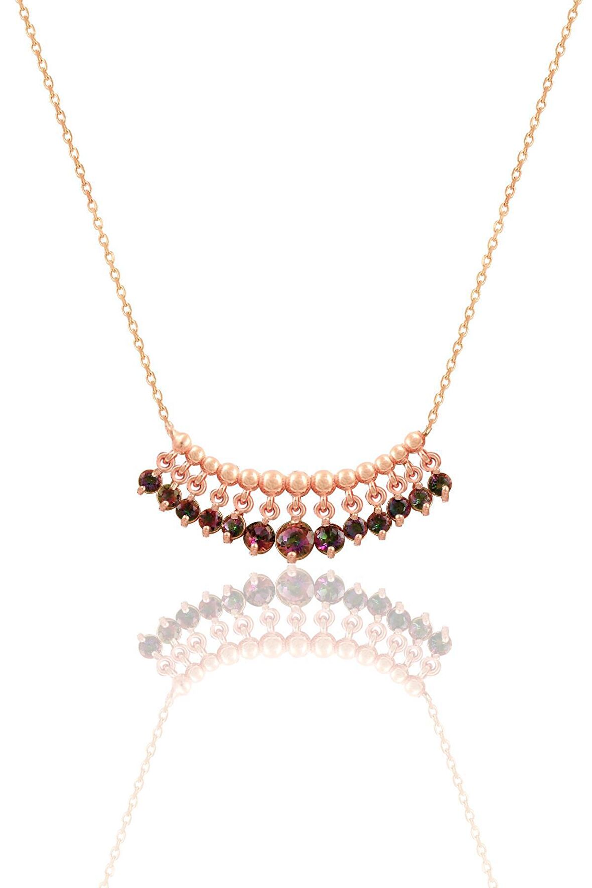 Gümüş rose mistik taşlı shakira kolye