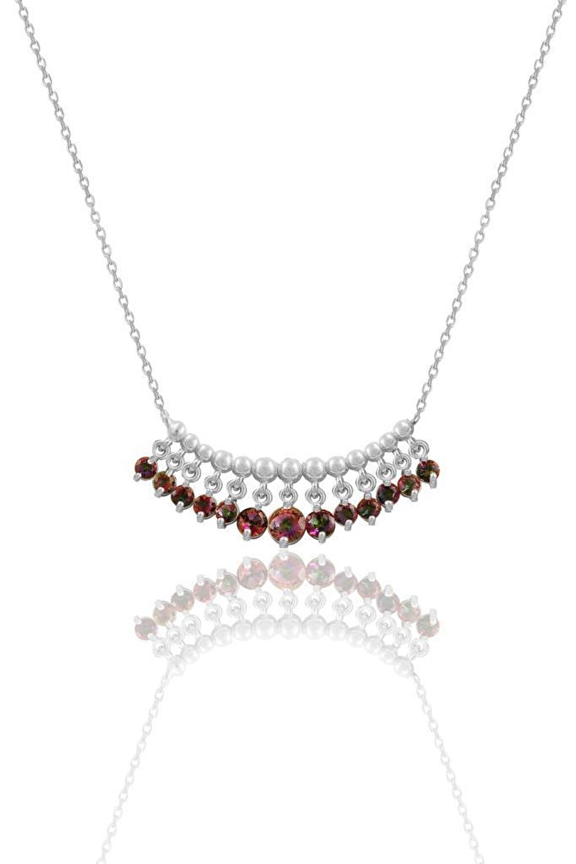 Gümüş rodyumlu mistik taşlı shakira kolye