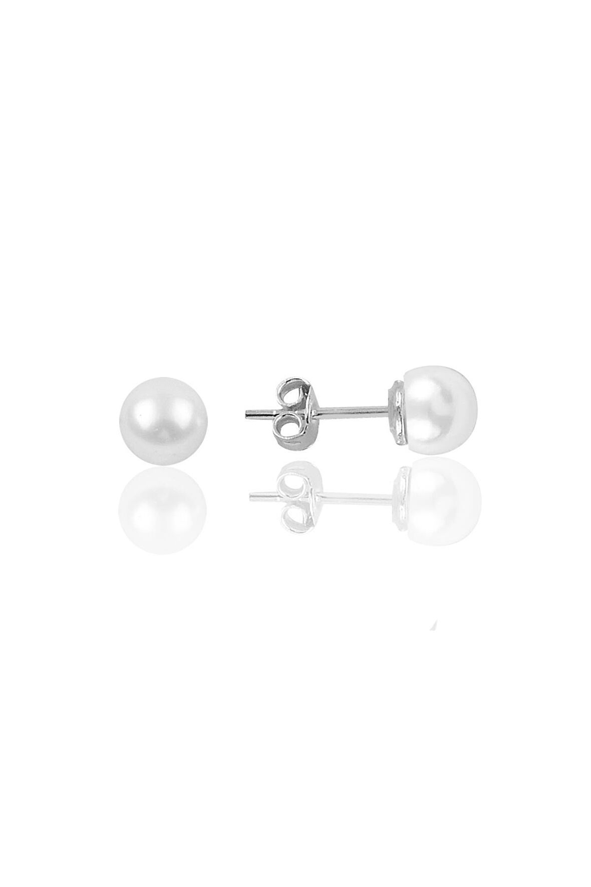 Gümüş  6 mm inci küpe