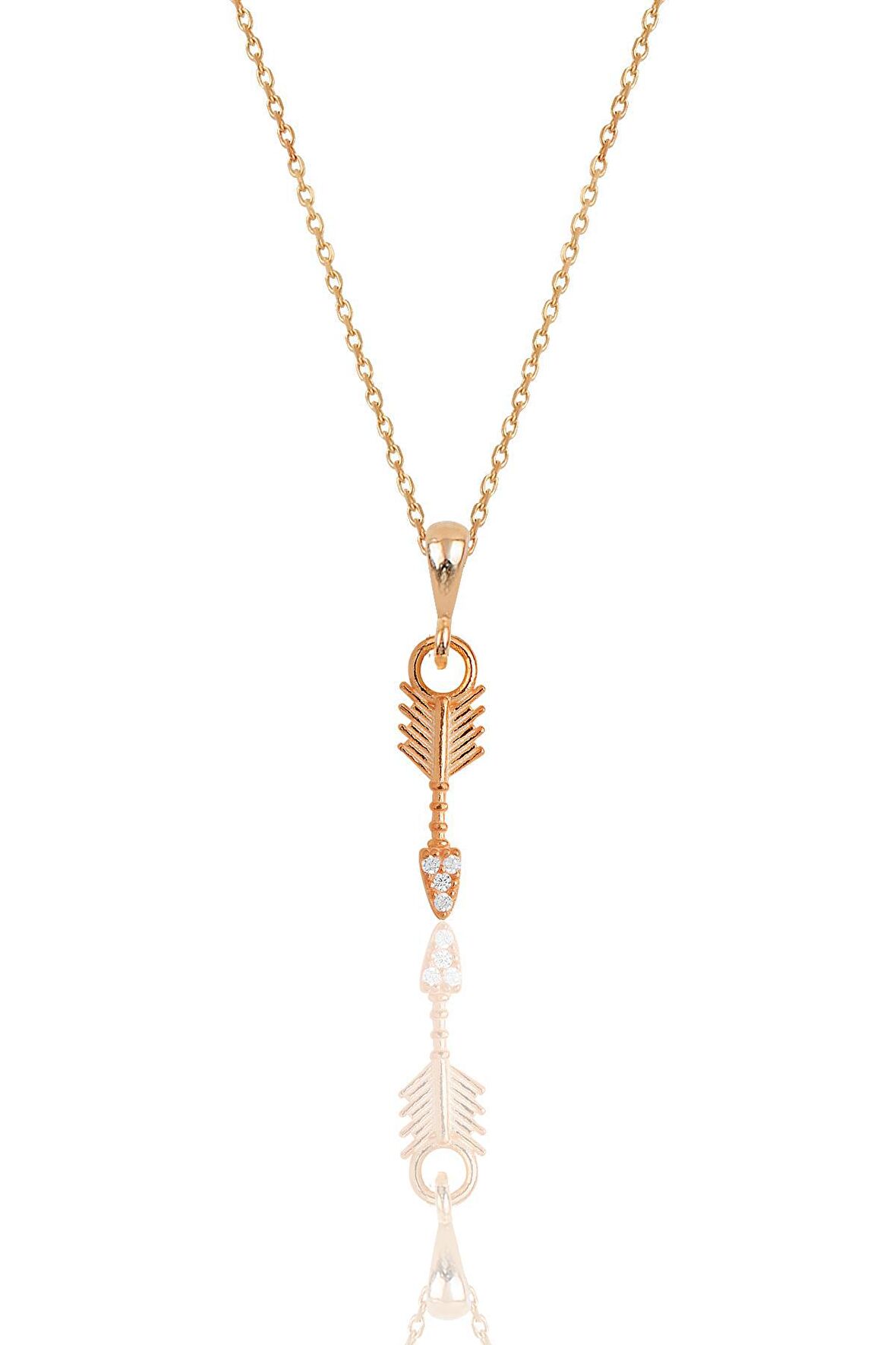 Gümüş rose zirkon taşlı ok kolye