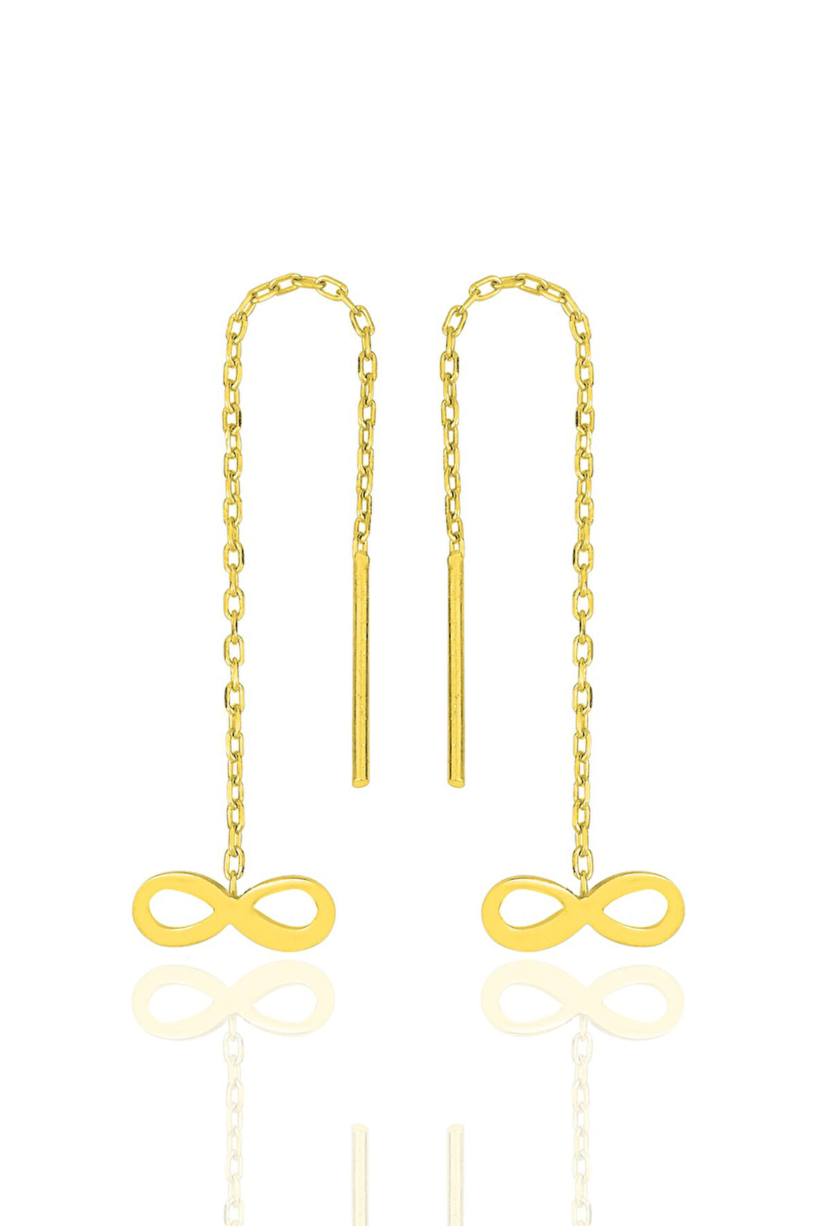 Gümüş altın yaldızlı sonsuzluk zincir küpe SGTL11948GOLD