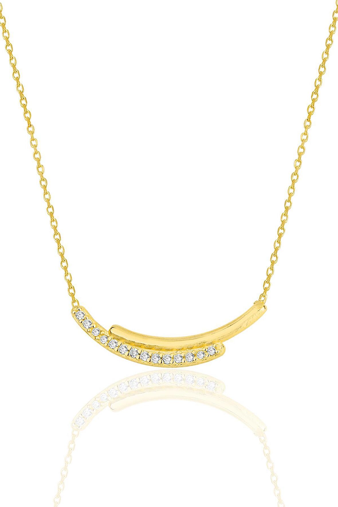 Gümüş altın yaldızlı zirkon taşlı kolye