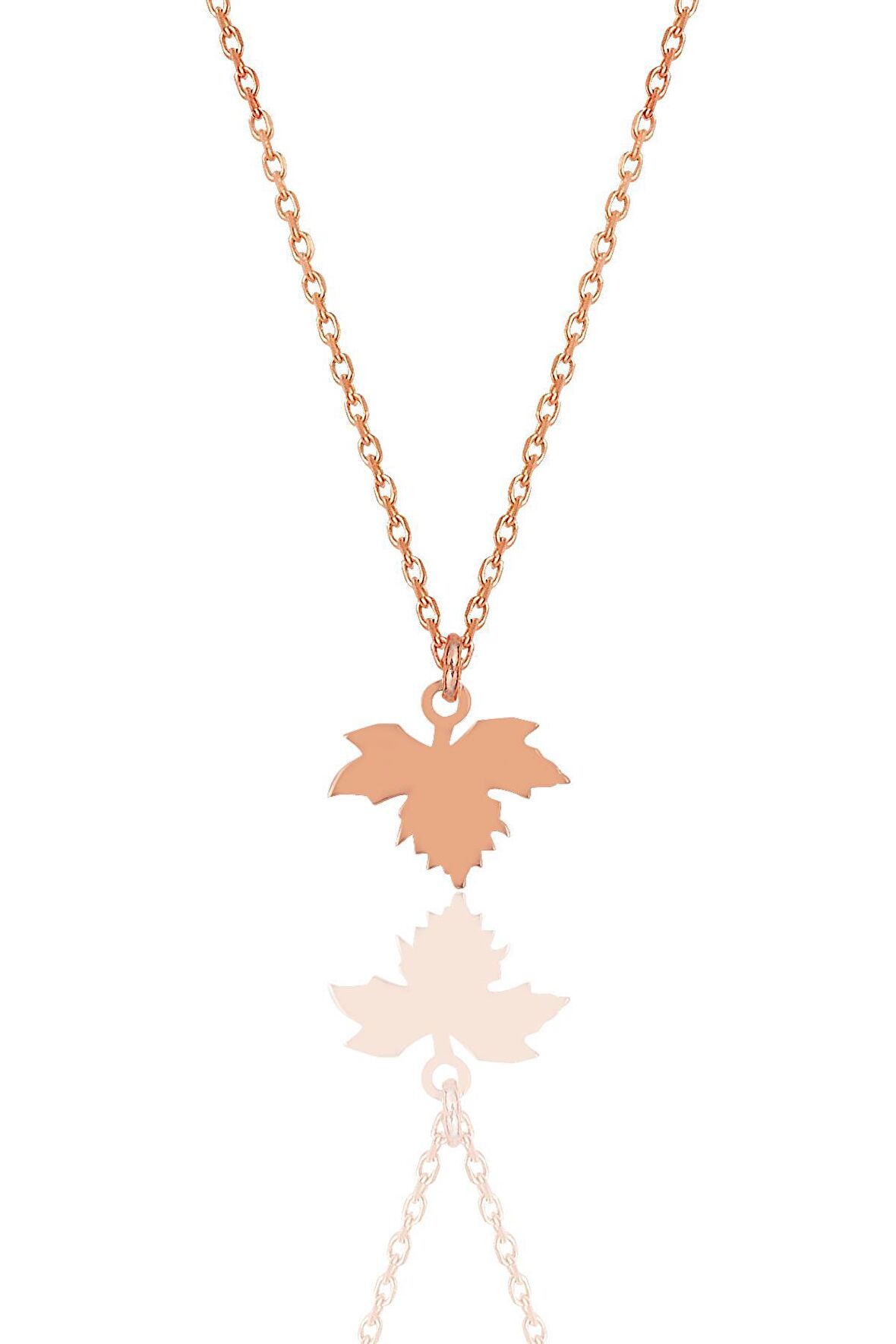 Gümüş rose  çınar yaprağı kolye