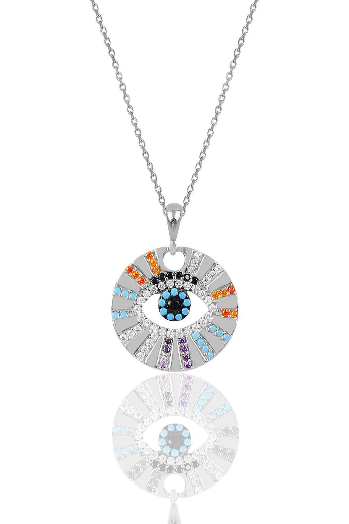 Gümüş rodyumlu zirkon taşlı  aura kolye