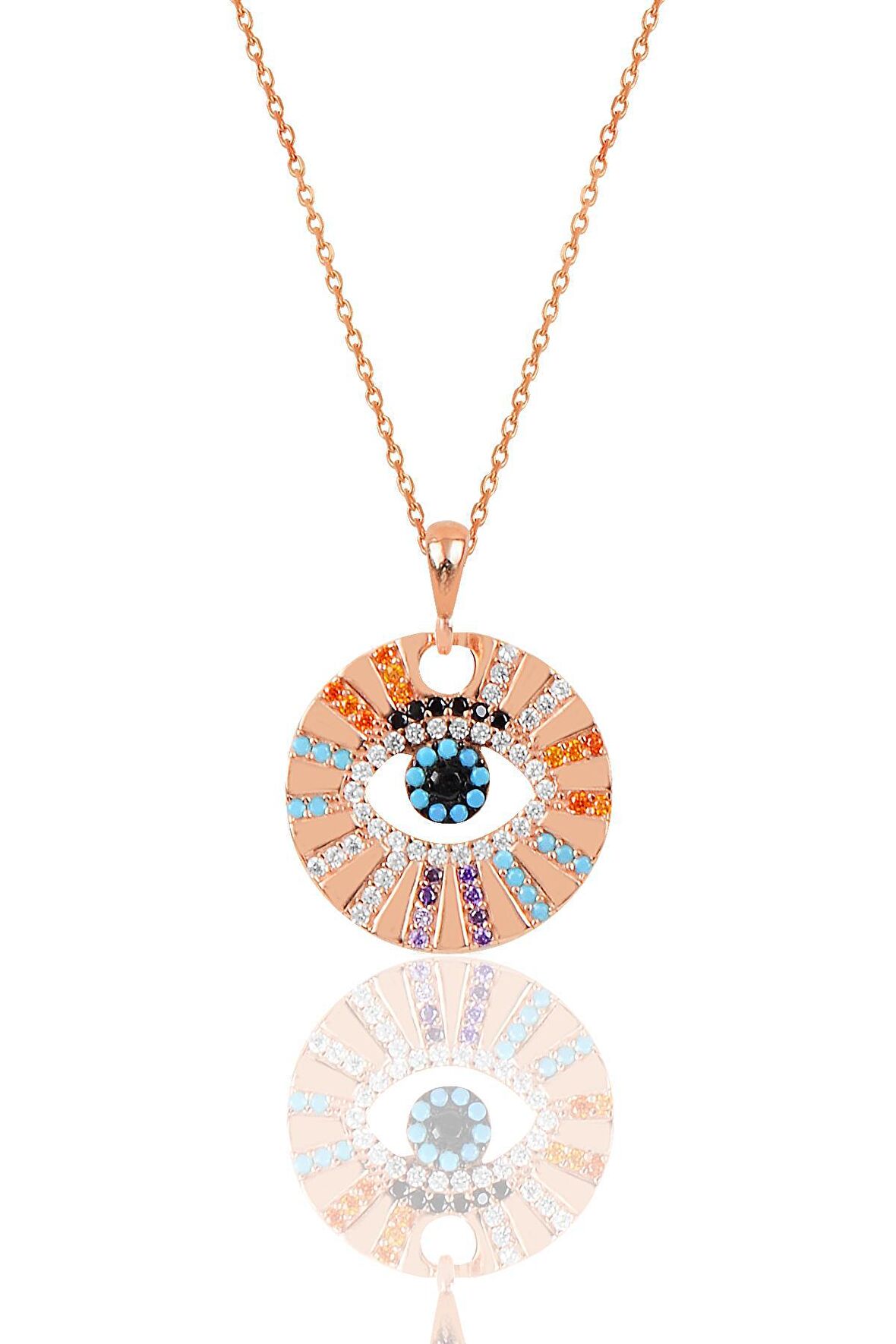 Gümüş rose zirkon taşlı  aura kolye