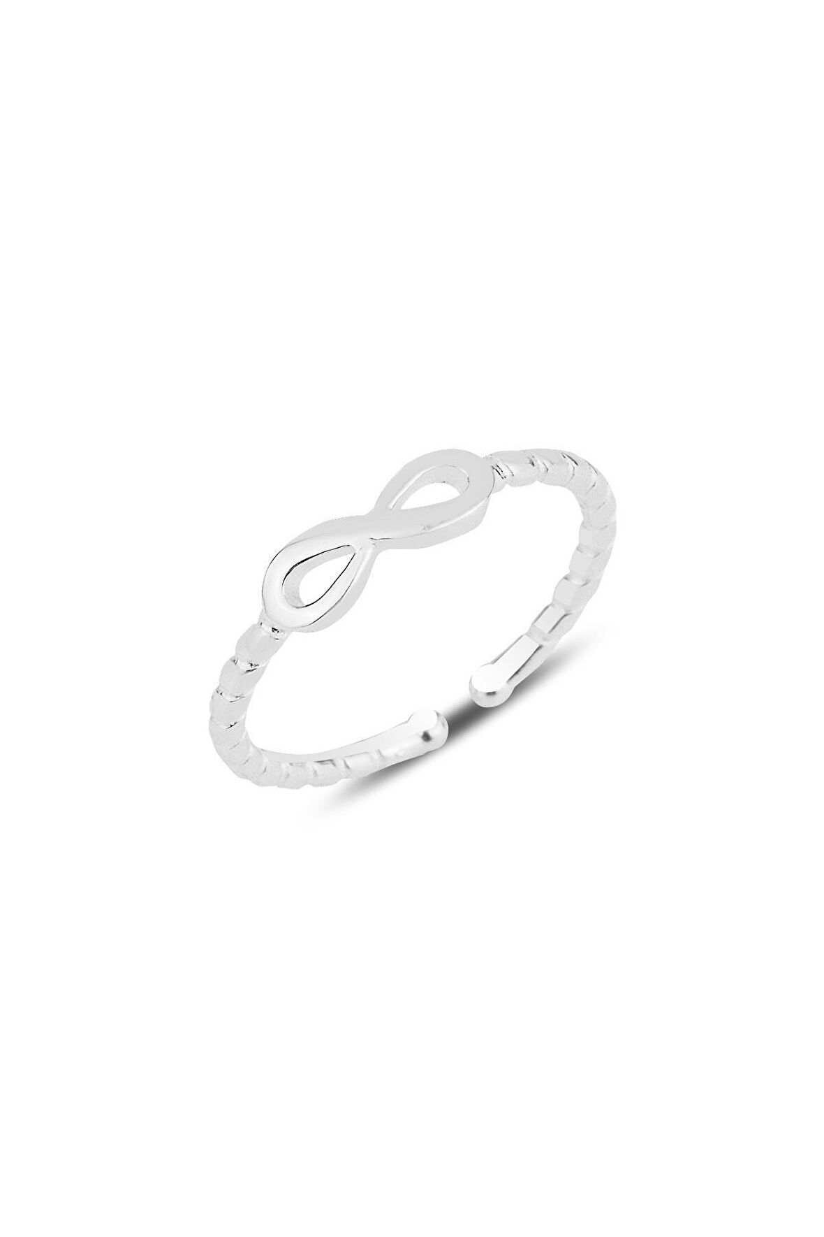 Gümüş rodyumlu sonsuzluk modeli  ayarlamalı yüzük