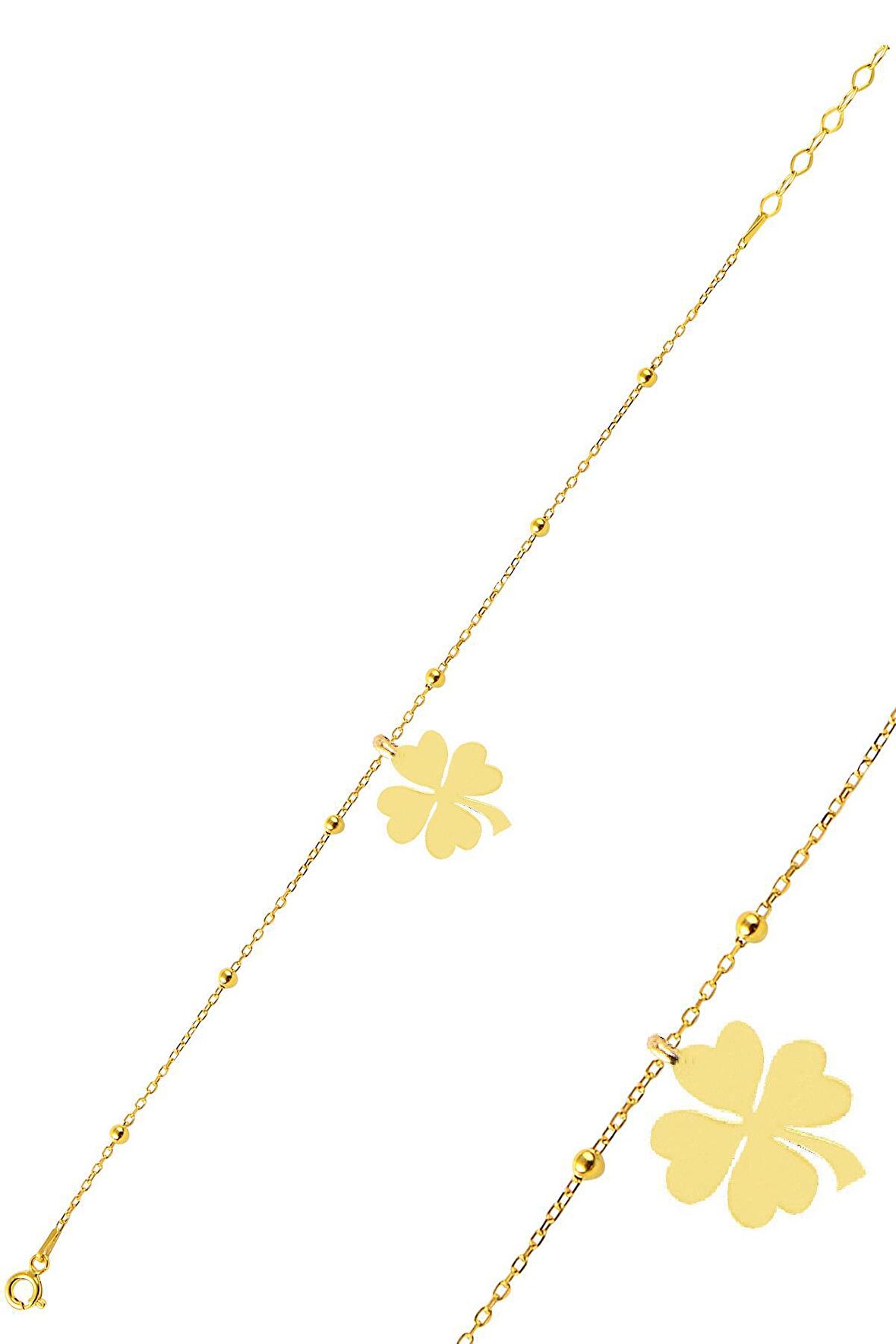 Gümüş altın yaldızlı yonca  top top bileklik SGTL12275GOLD