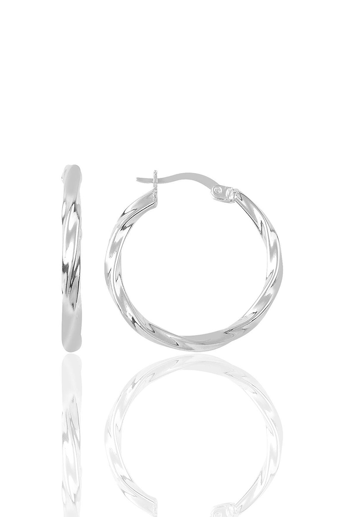 Gümüş 23 mm Şarnel Burgu Halka Küpe SGTL12288RODAJ