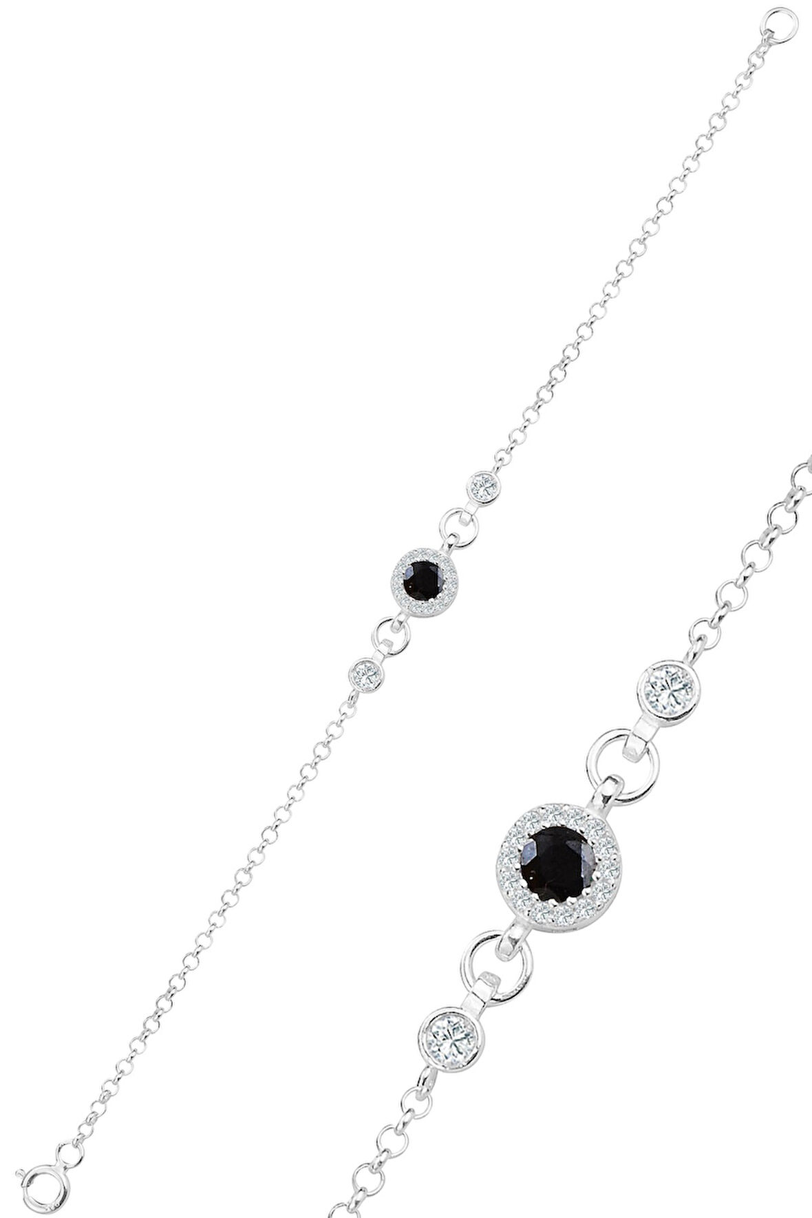 Gümüş onix  ve zirkon taşlı bileklik SGTL12321SIYAH