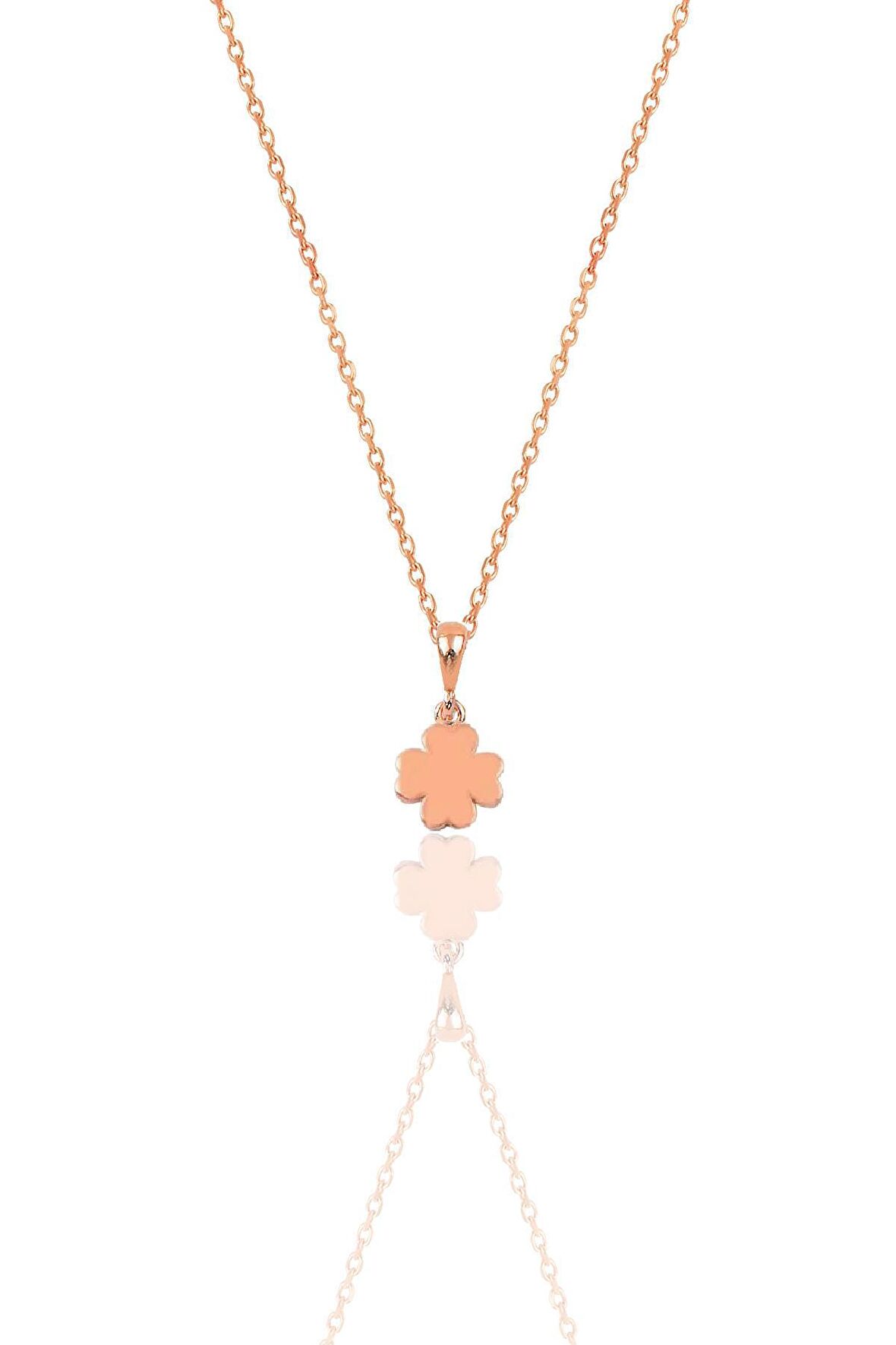Gümüş rose üç boyutlu minimal yonca modeli kolye SGTL12385YONCA