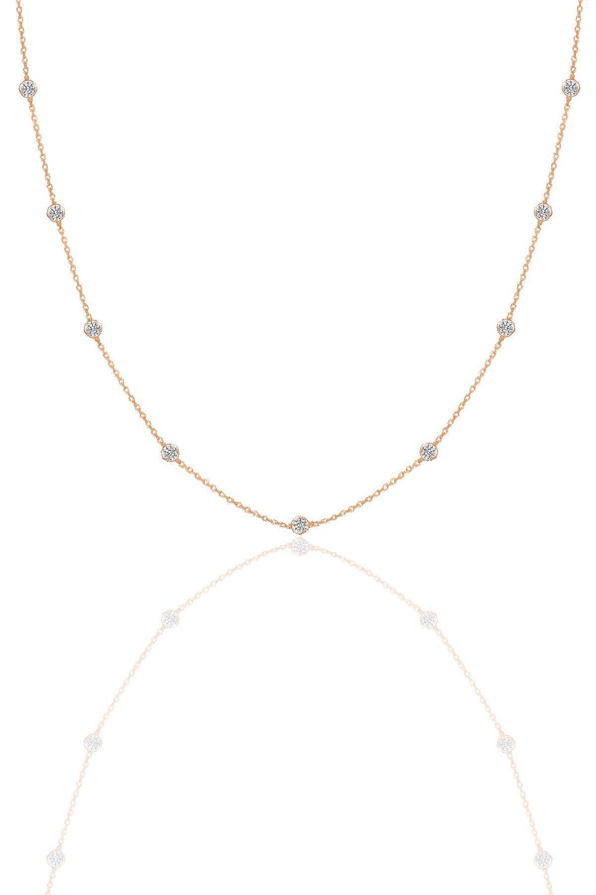 Gümüş rose zirkon sıra taşlı kolye SGTL12409ROSE