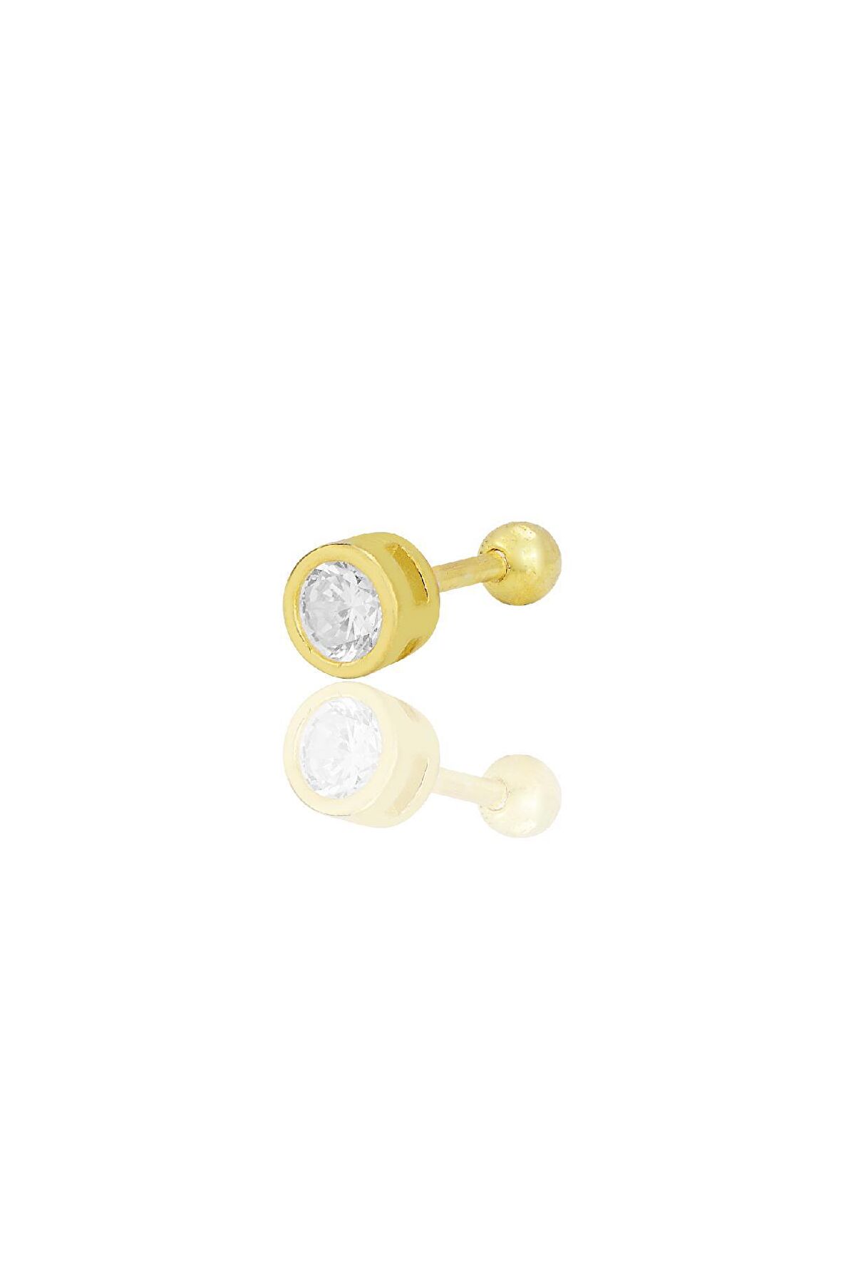 Gümüş altın yaldızlı zirkon tek taş Tragus helix Piercing küpe SGTL12421GOLD