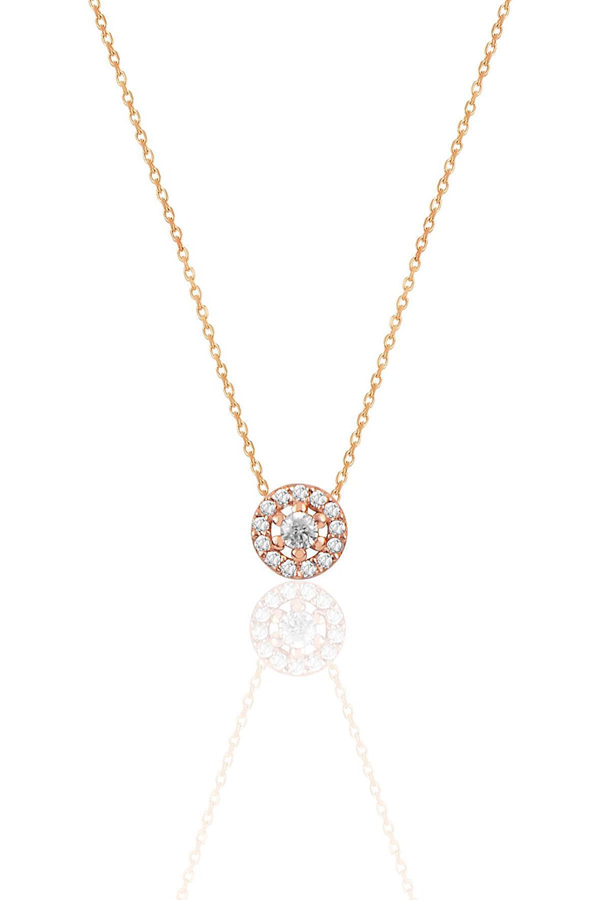 Gümüş rose zirkon taşlı pırlanta modeli tiny kolye SGTL12507ROSE