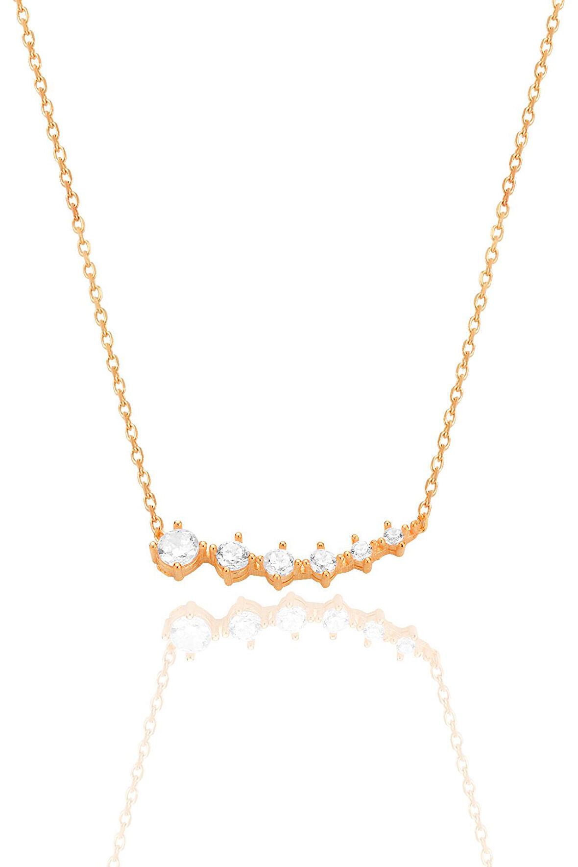 Gümüş rose zirkon sıra taşlı pırıltı kolye SGTL12555ROSE