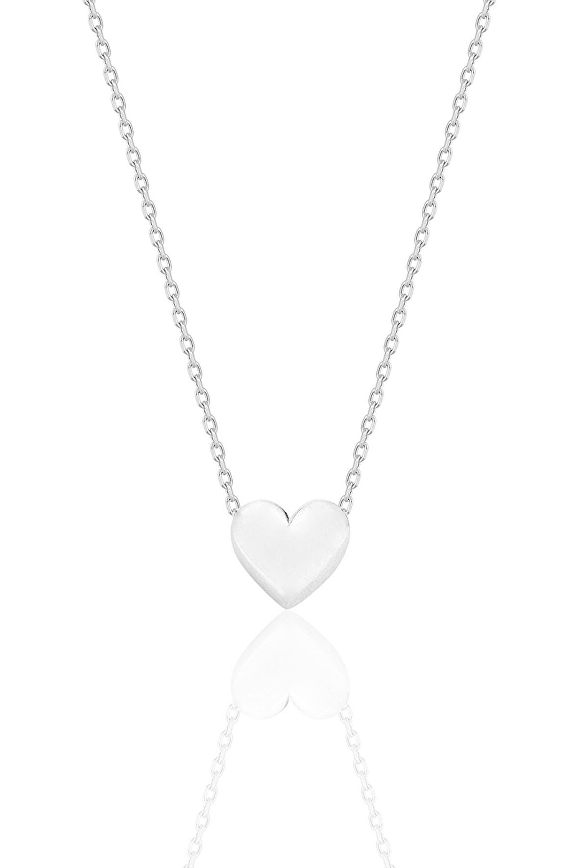 Gümüş rodyumlu bombeli zamansız kalp kolye SGTL12675RODAJ