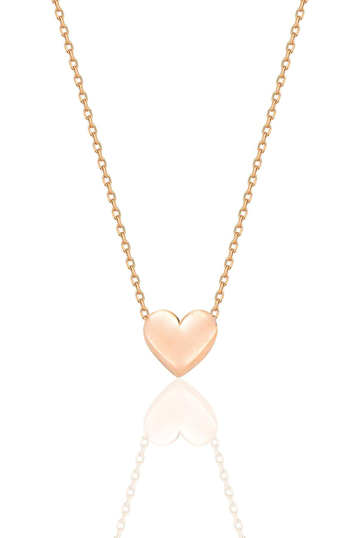 Gümüş rose bombeli zamansız kalp kolye SGTL12675ROSE