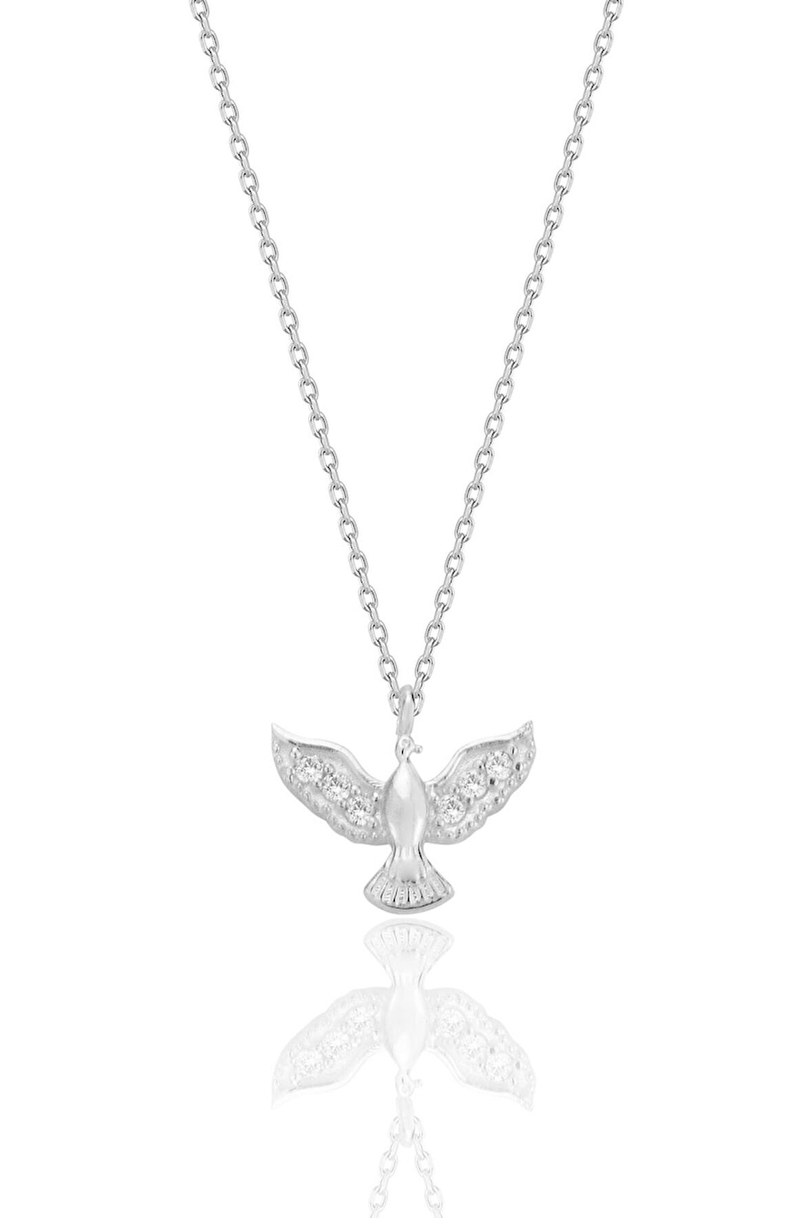 Gümüş rodyumlu zirkon taşlı anka kuşu kolye SGTL12680RODAJ