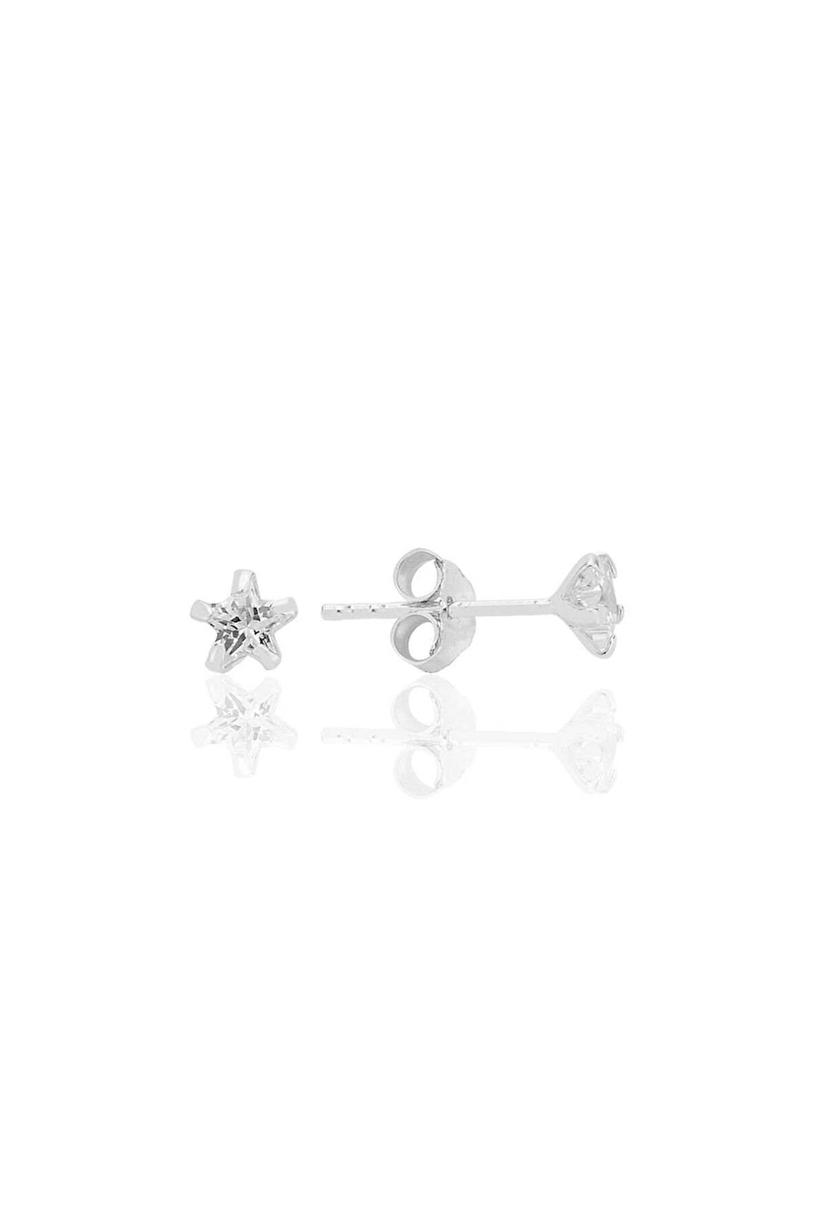 Gümüş zirkon taşlı, yıldız kesim 4 mm tektaş küpe SGTL12736RODAJ