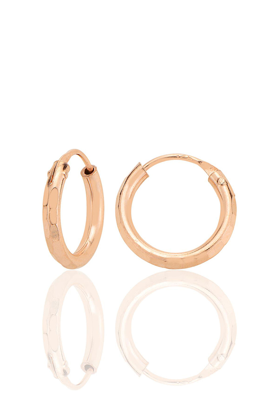 Gümüş rose lazer kesimli 14 mm halka küpe SGTL12747ROSE