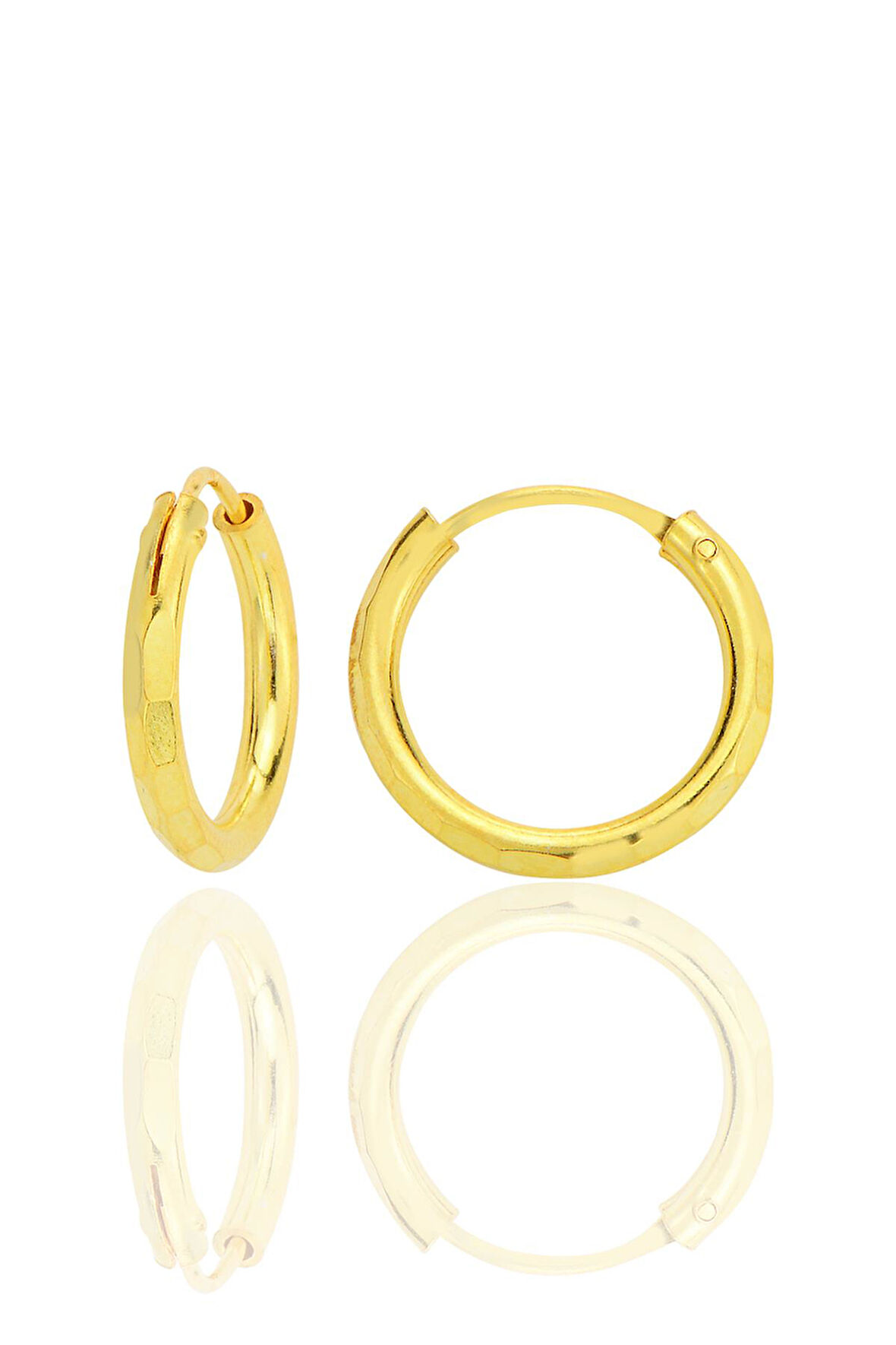 Gümüş altın yaldızlı lazer kesimli 16 mm halka küpe SGTL12748GOLD