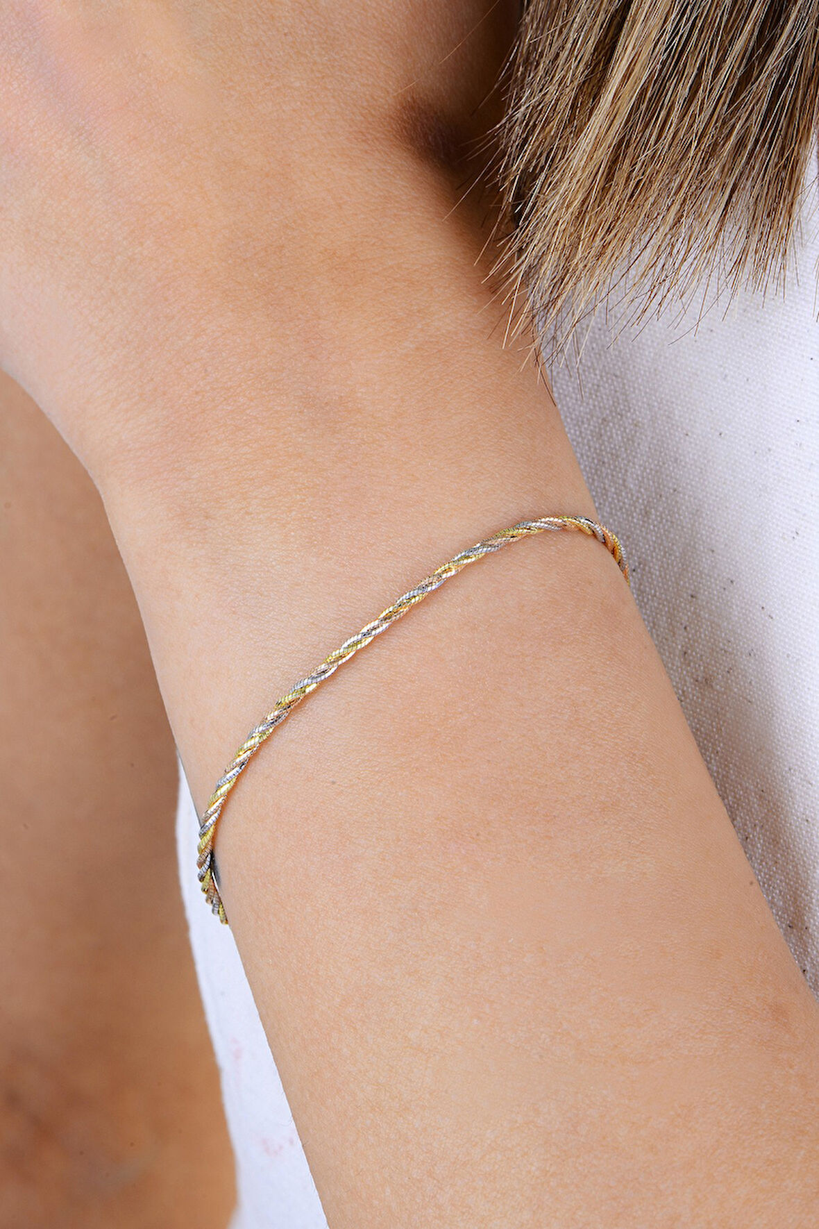 Gümüş altın rose ve rodyumlu renkli italyan bileklik SGTL12942RENKLI