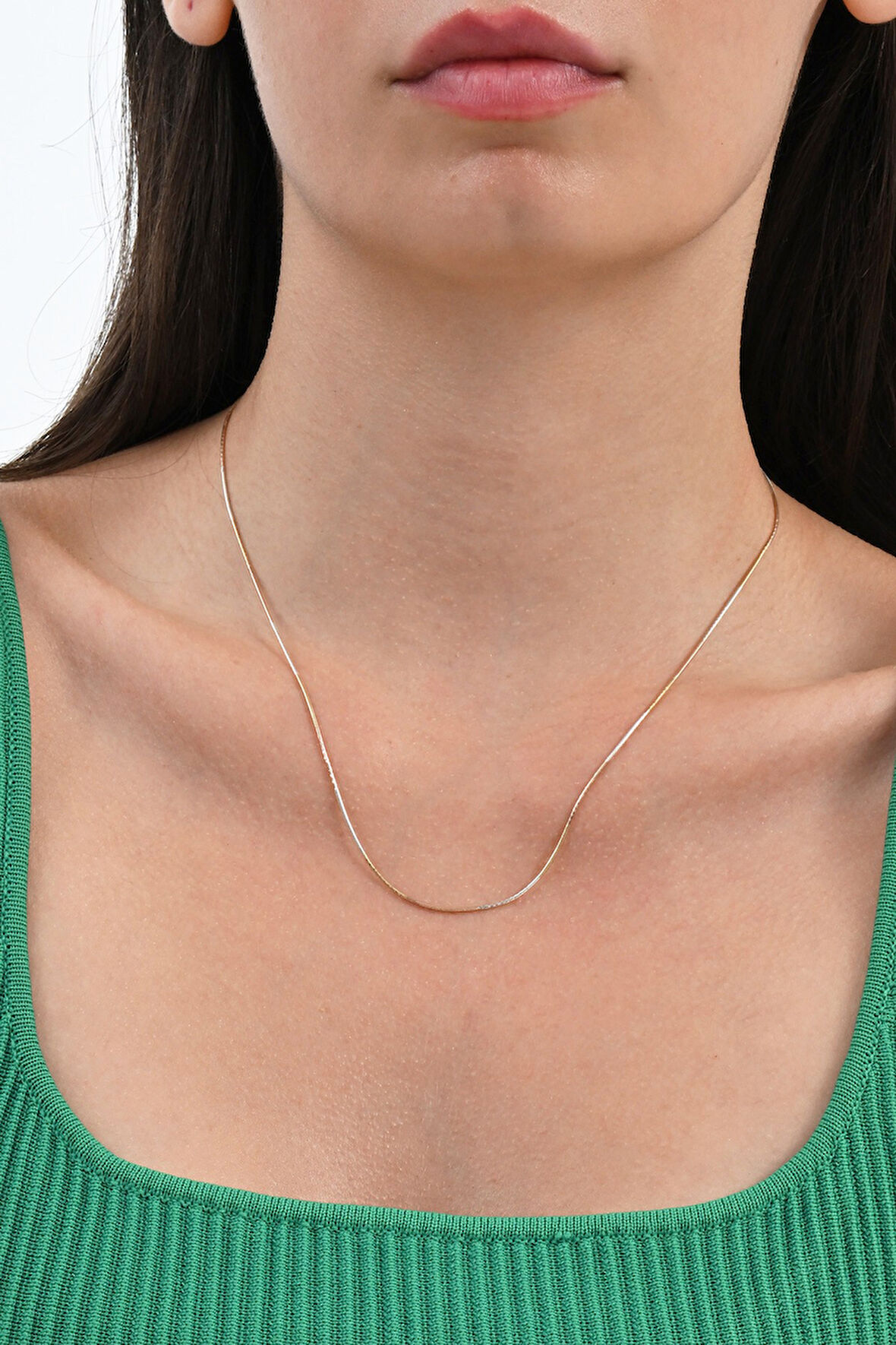 925 Ayar gümüş altın, gümüş ve rose italyan üç renkli yılan gümüş kolye zincir SGTL13102RENKLI