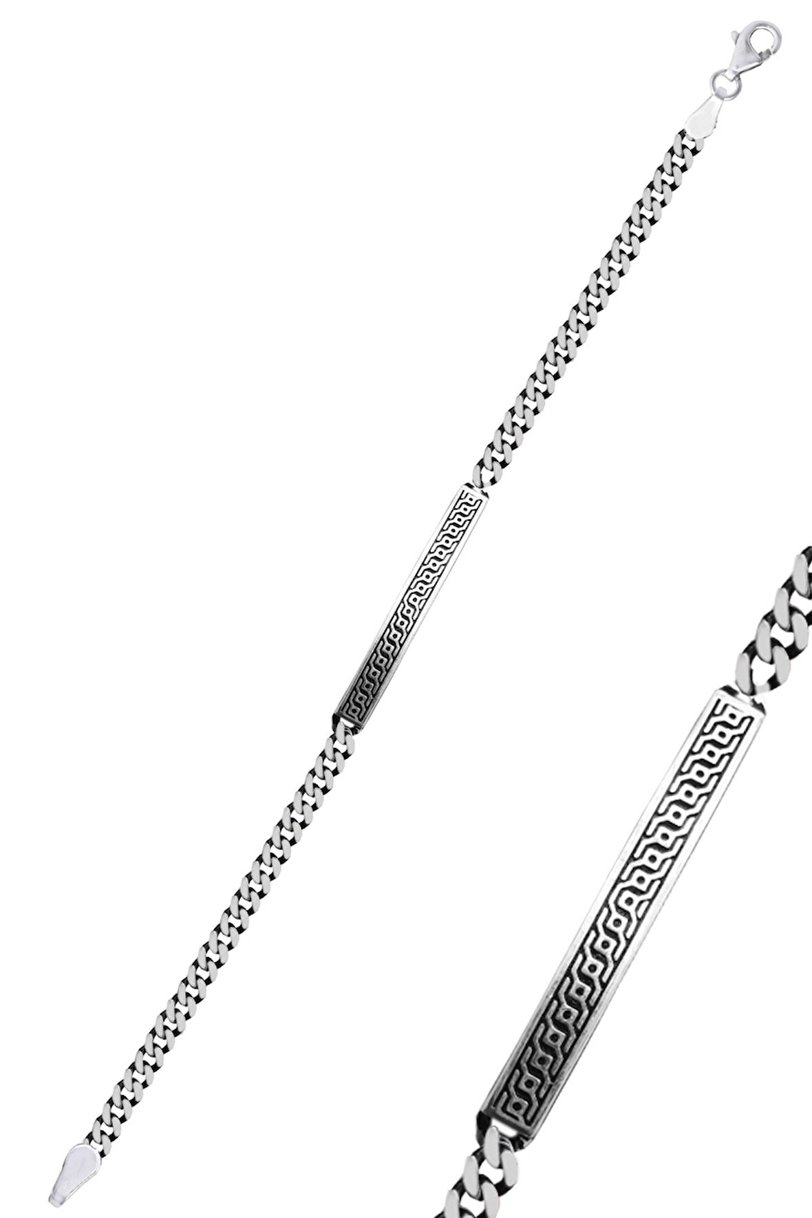 925 Ayar gümüş oksitli desenli erkek bileklik künye SGTL13112RODAJ