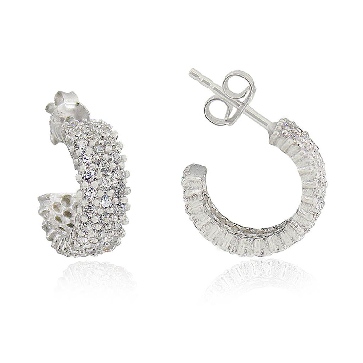 üç sıra tamtur rodyumlu küpe SGTL3422