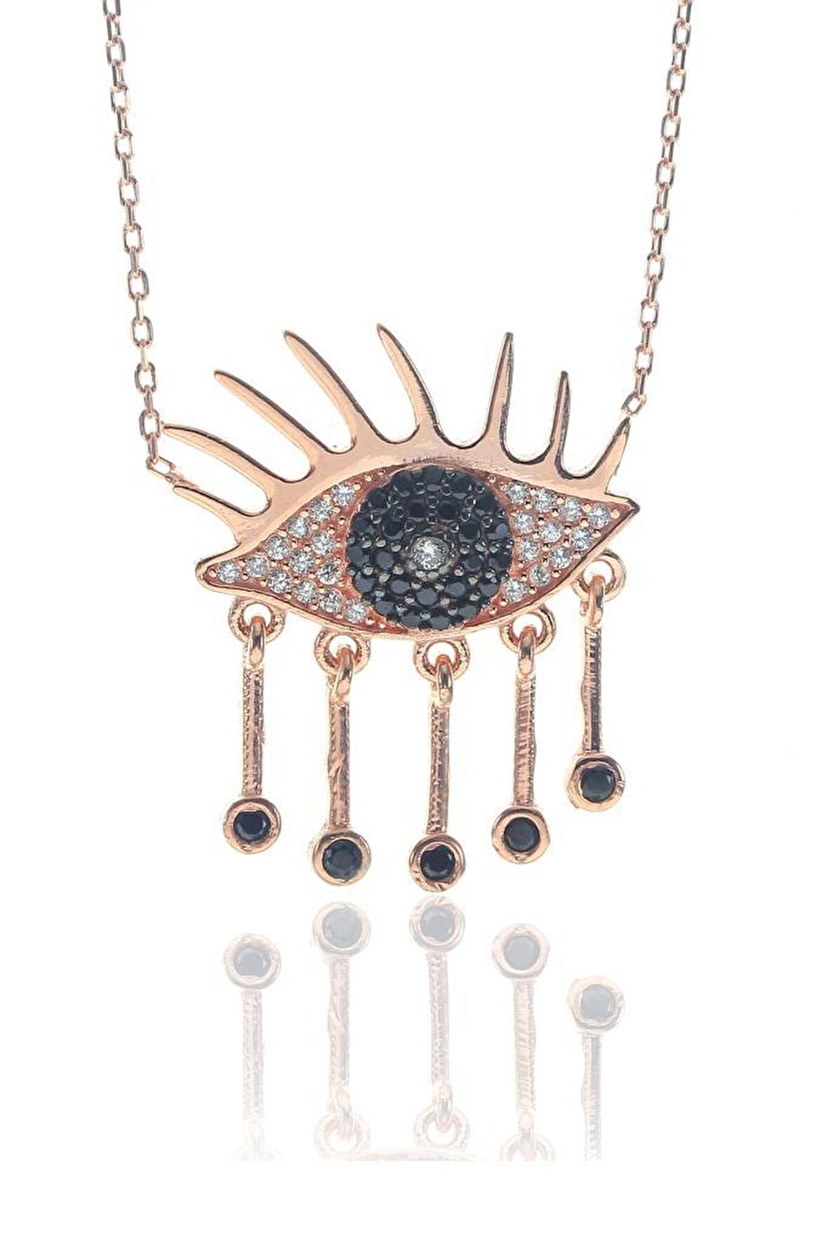 Onix ve zirkon taşlı göz kolye