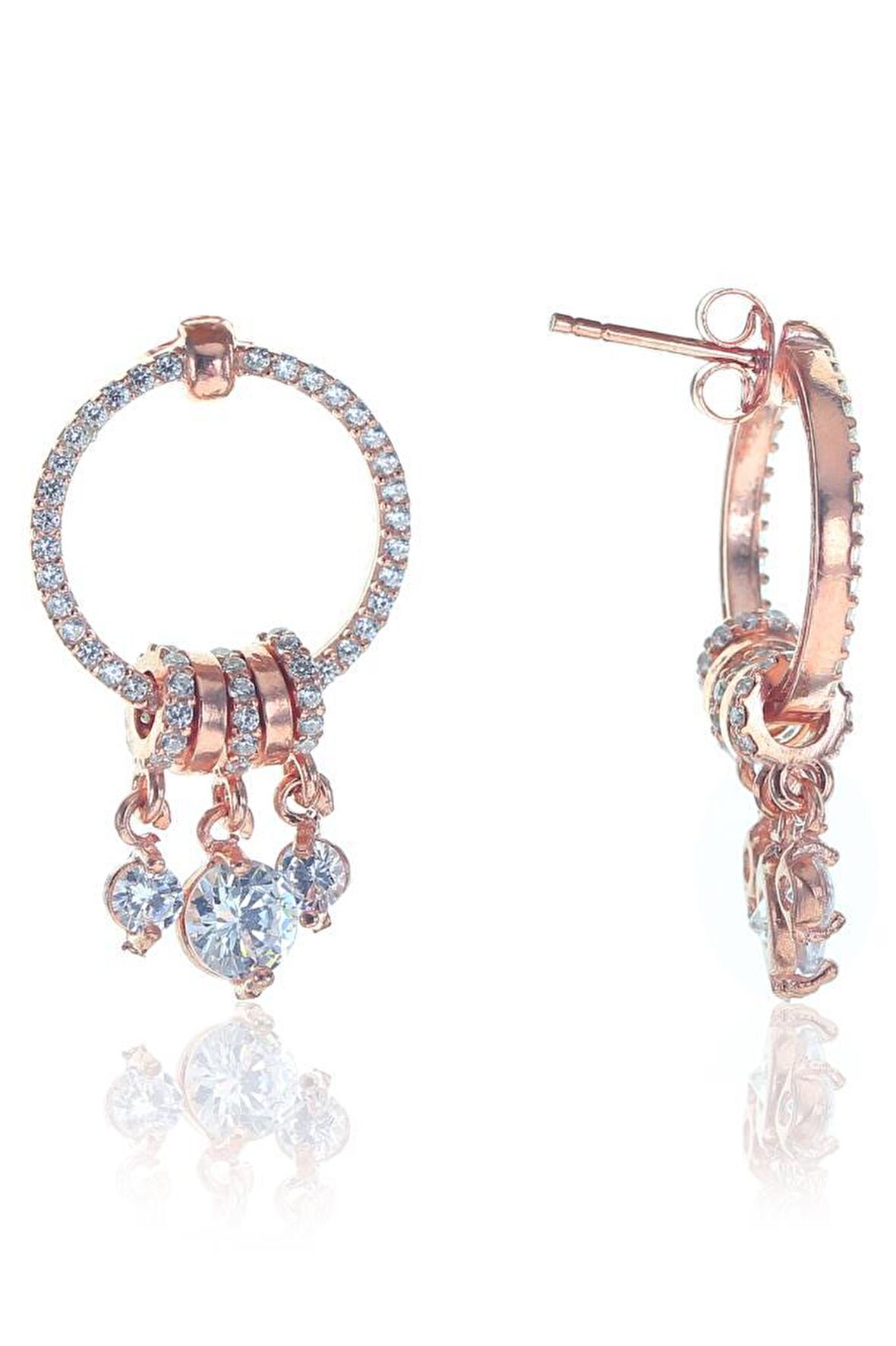 Zirkon taşlı ring küpe