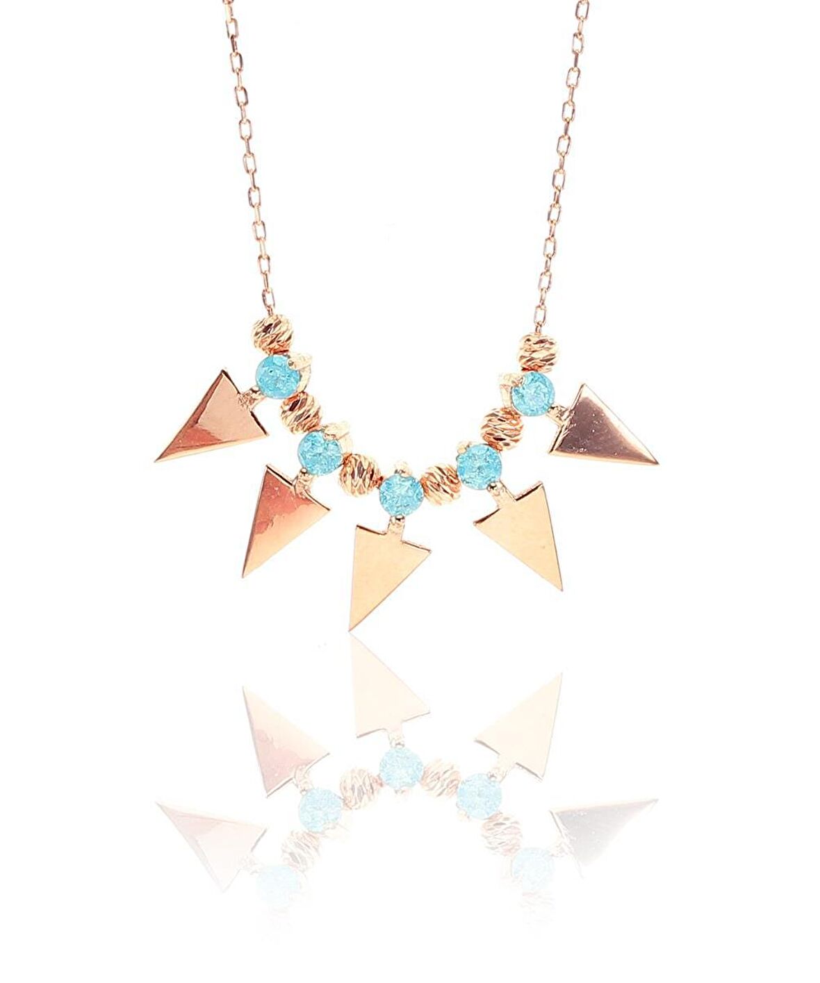 Gümüş üçgen ve dorica toplu kolye