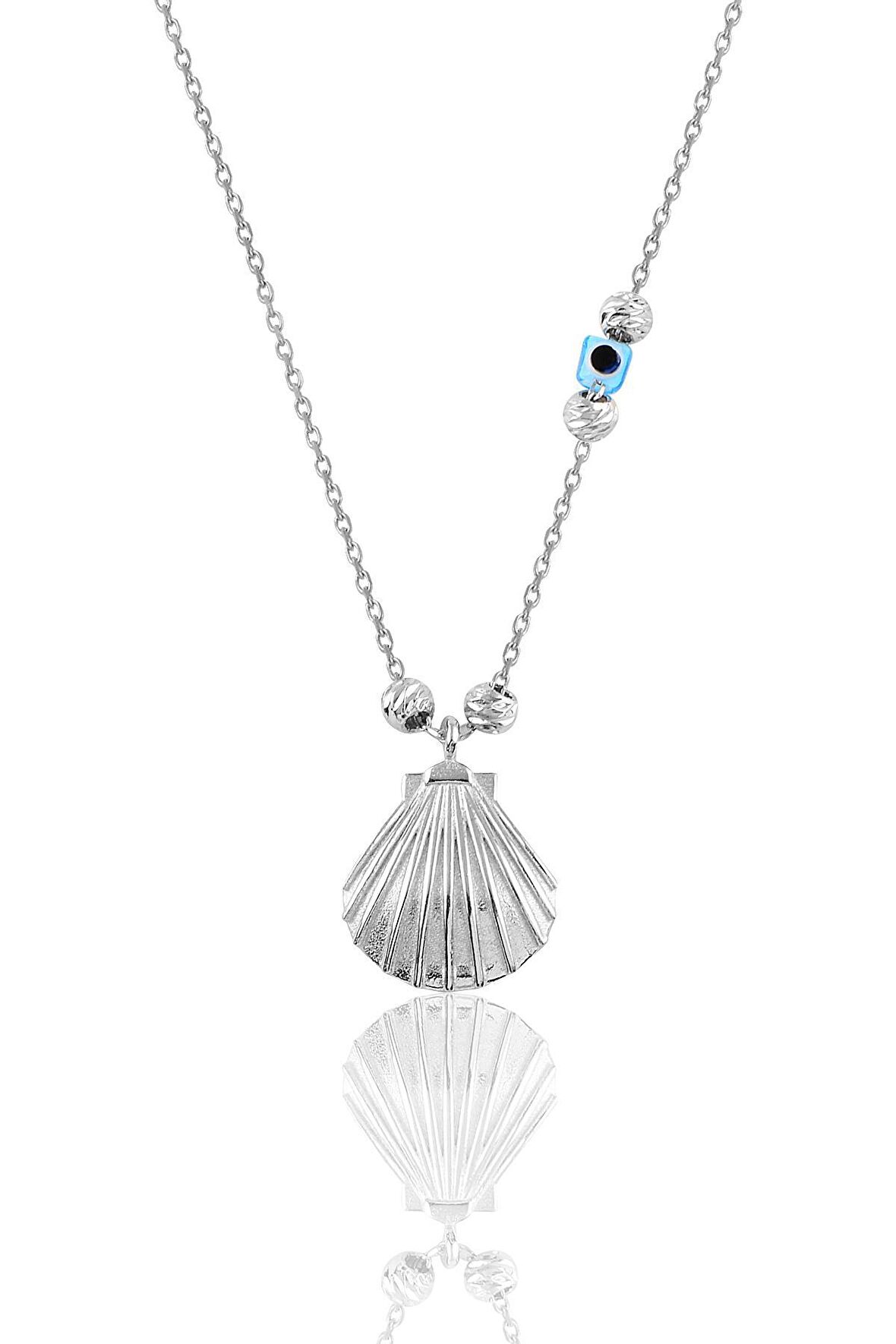 Gümüş rodyumlu doricalı  gümüş midye kolye