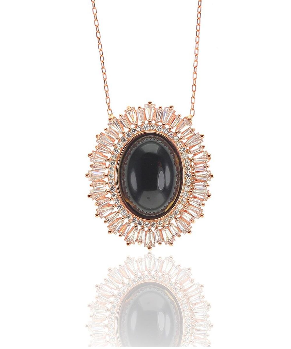 Gümüş Baget ve onix taşlı kolye